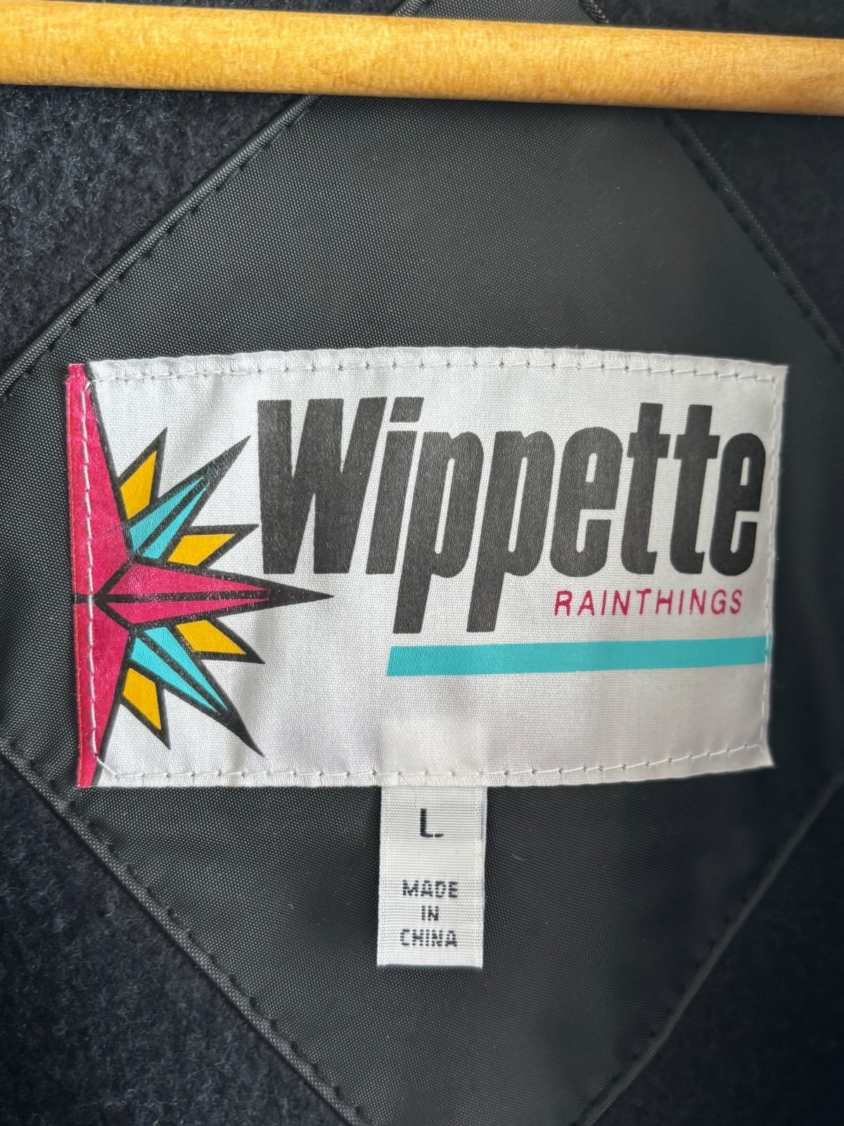 Vintage Wippette Rainthings Black Vinyl Lined Hooded Raincoat Size Large L Mens
