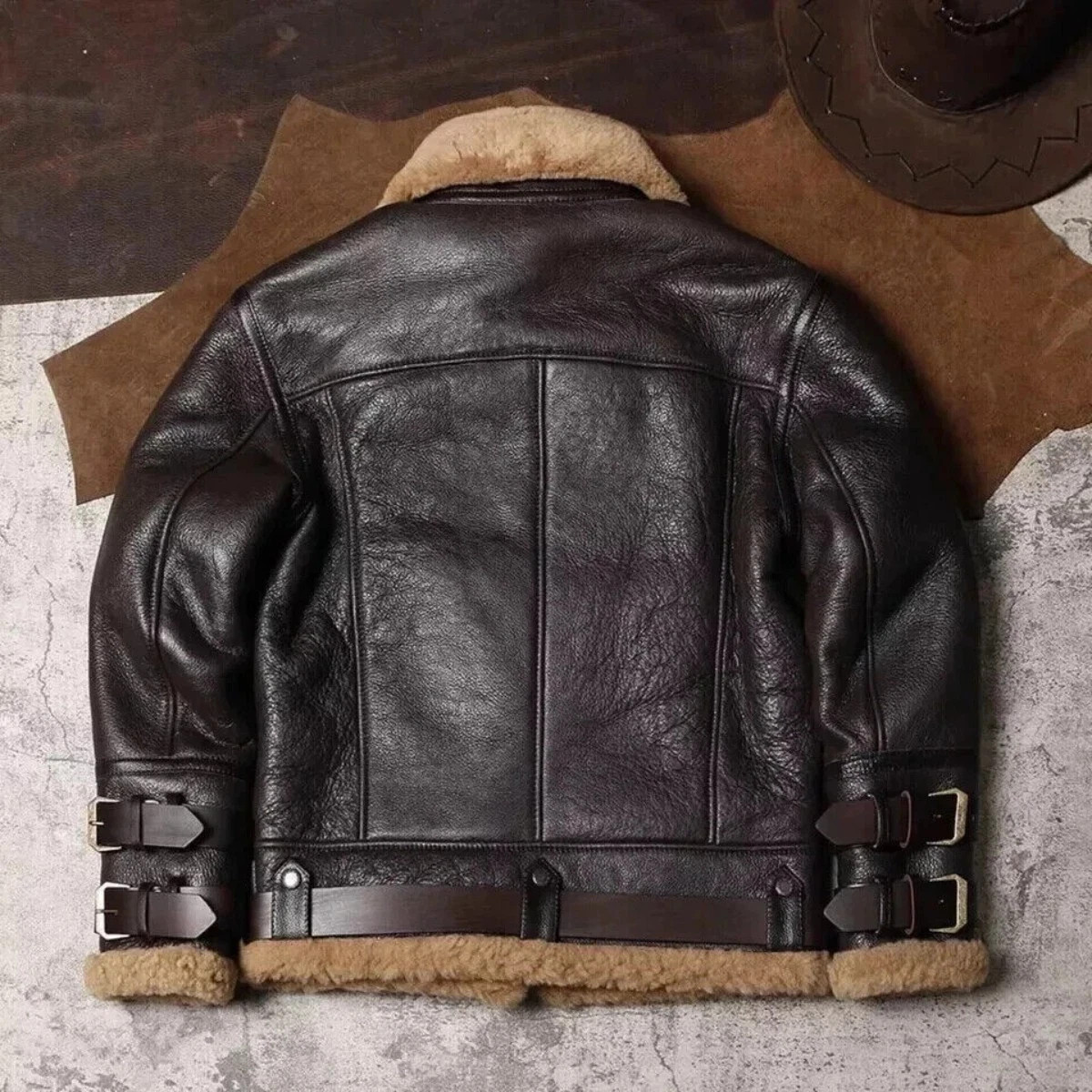 Men’s Vintage RAF B3 Aviator Shearling Genuine Sheep Leather Winter Jacket