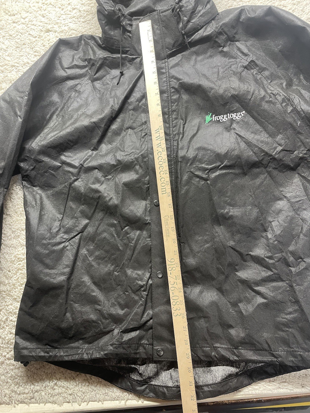 Frogg Toggs Jacket Mens 2XL Black Hooded Rain Waterproof Lightweight Outdoors EC