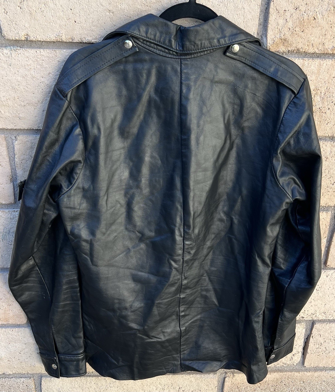 Black Leather Lace Up Pullover Shirt Talon Zip Western Biker Motorcycle M L Vtg