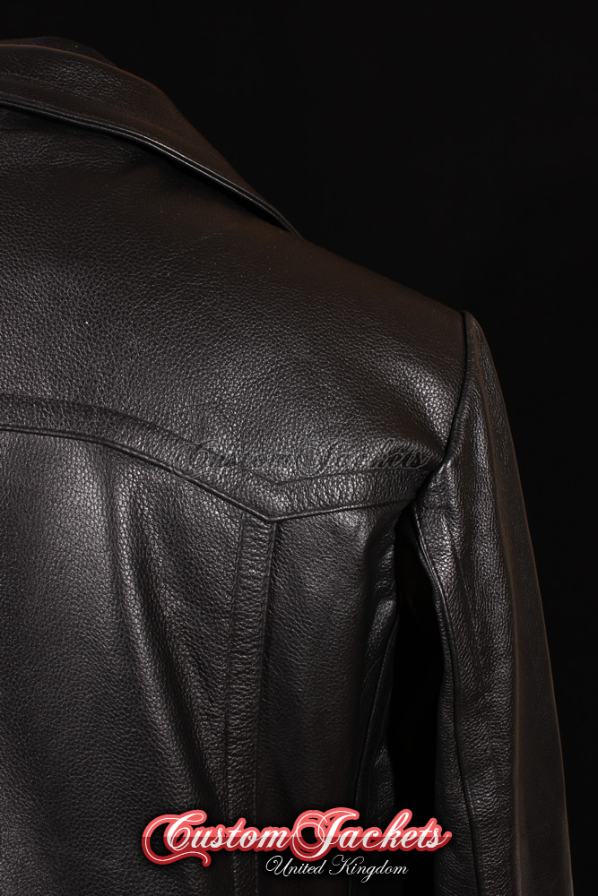 Men’s LONG U-BOAT Black German KRIEGSMARINE Cowhide Leather Jacket Coat