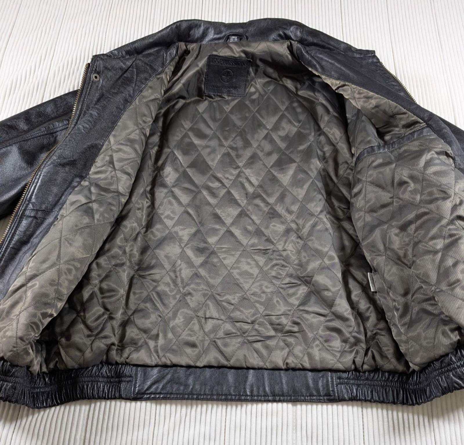 Vintage Expressions Contemporary Leather Jacket Mens L Black Moto Biker Lined