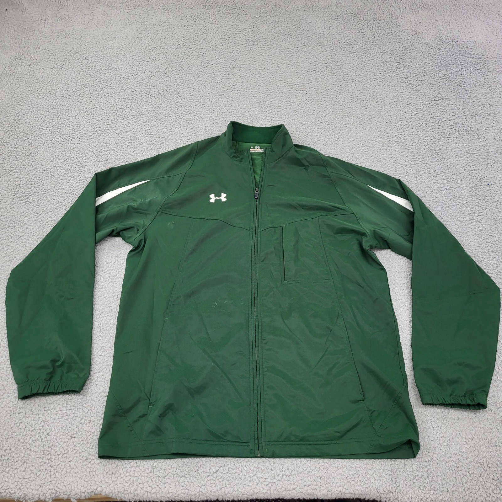 Under Armour All Season Gear Jacket Mens Large Green Windbreaker Full Zip Pocket