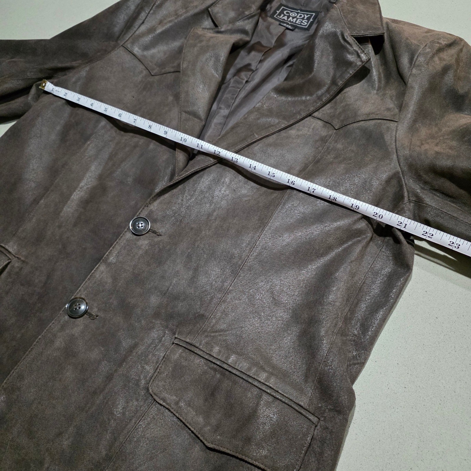 Cody James Mens Brown Leather Western Blazer Jacket Two Button Distressed 44L