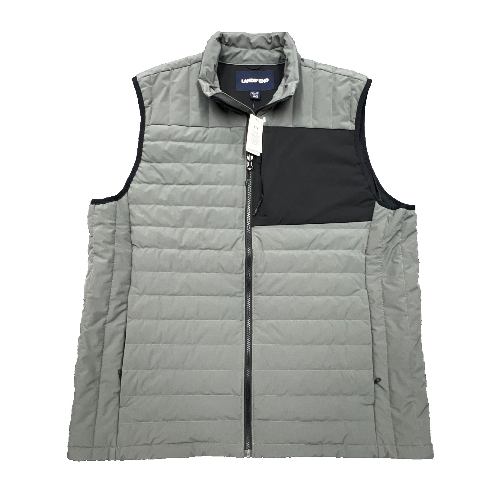 NWT LANDS END Puffer Vest Hyperdry 800 Down Insulated Full Zip Mens XLT Tall XL