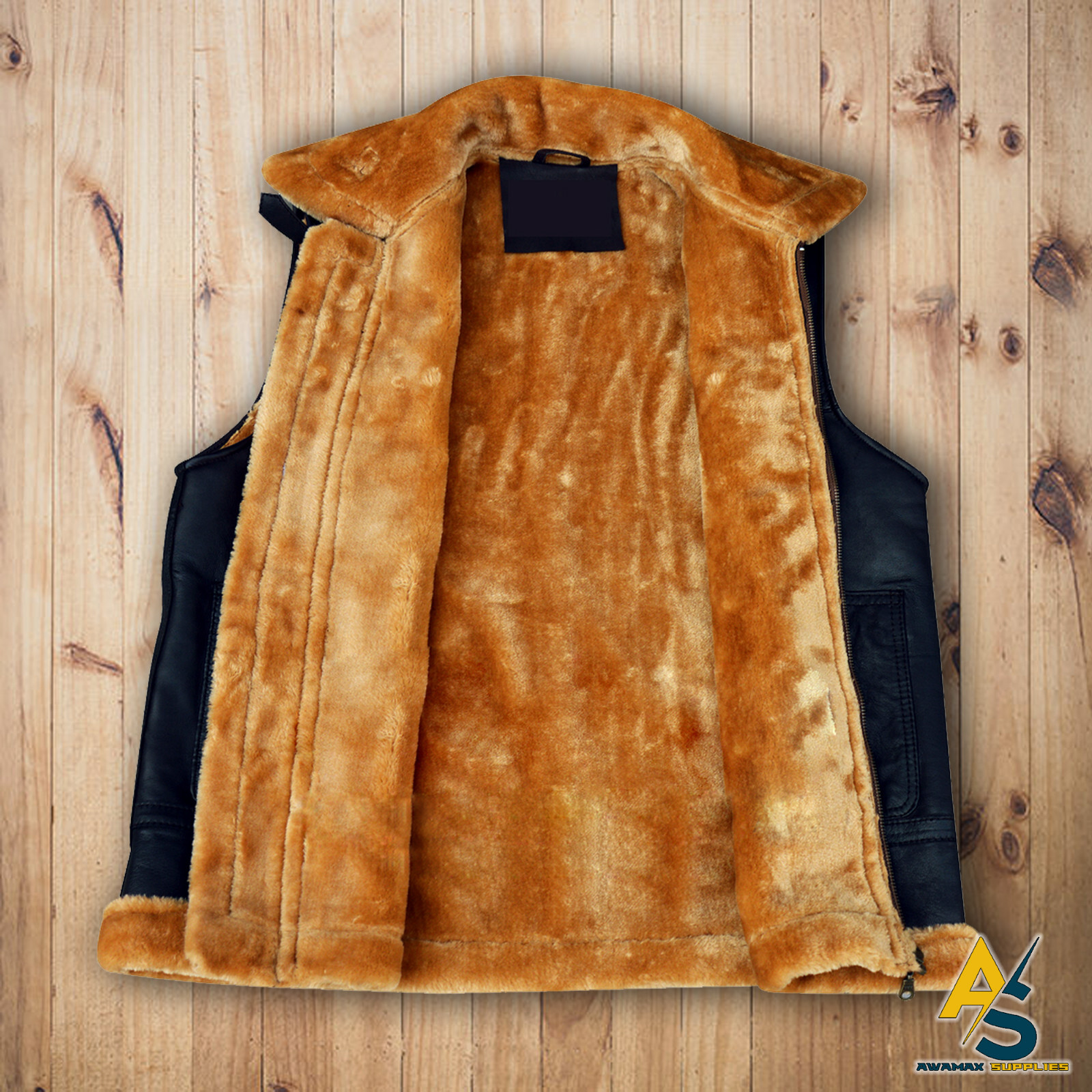 Men’s Aviator RAF B3 Real Shearling Bomber Flying Vest New Arrival 2XS – 4XL