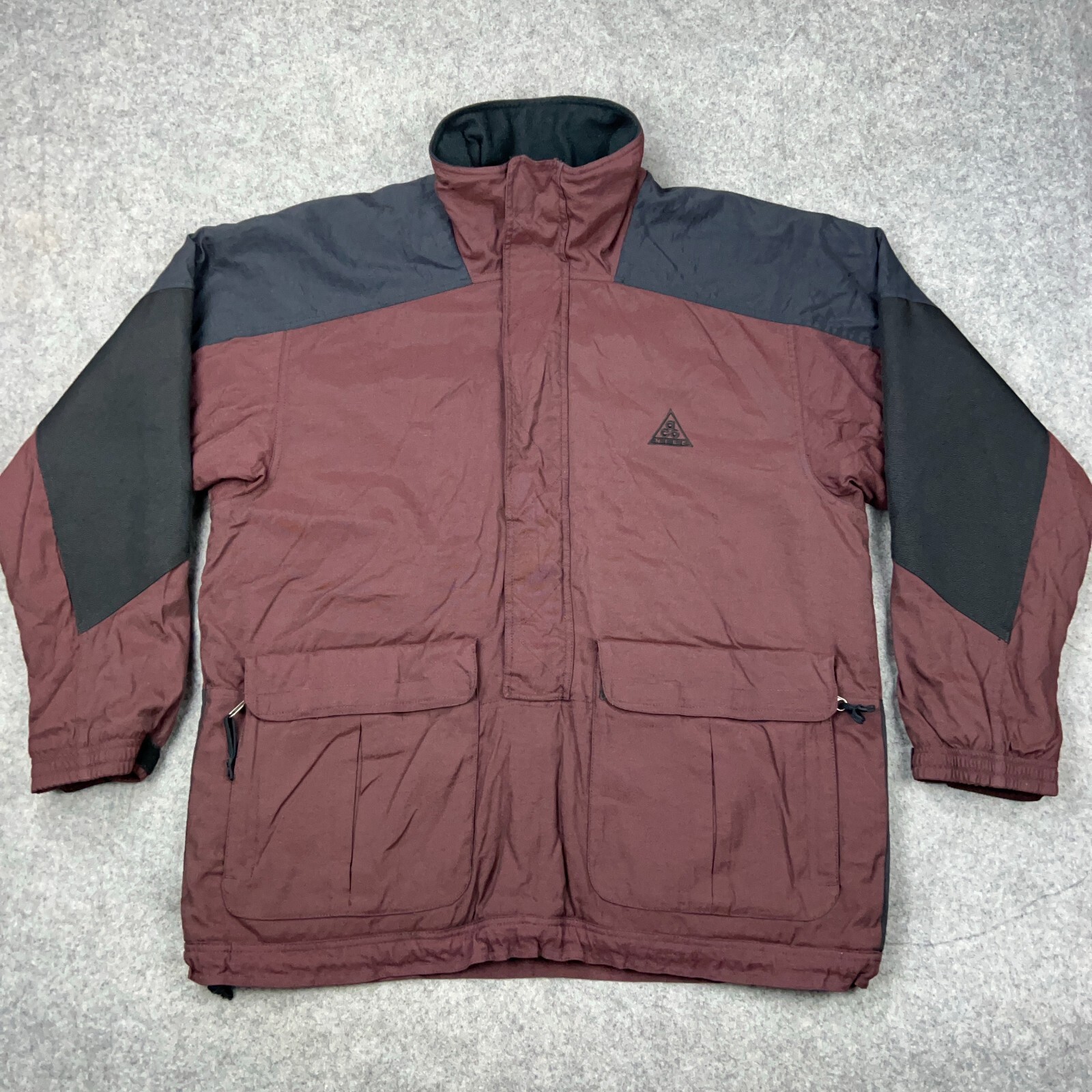 VTG Nike ACG Jacket Mens Large Burgundy Zip Pullover Nylon Fleece Lined Outdoors