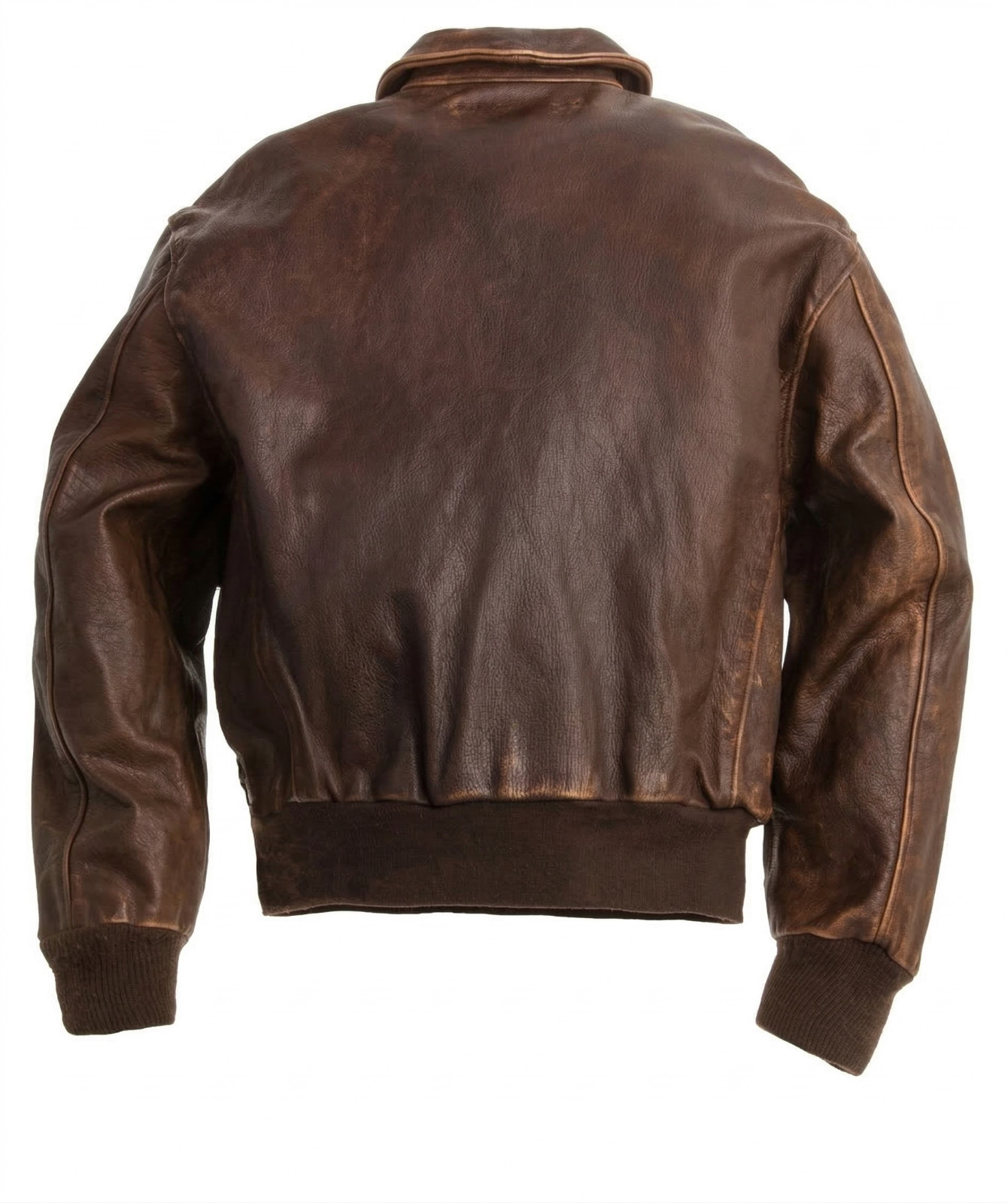 Men’s Aviator A-2 Flight Jacket Distressed Brown Cowhide Leather Bomber Jacket