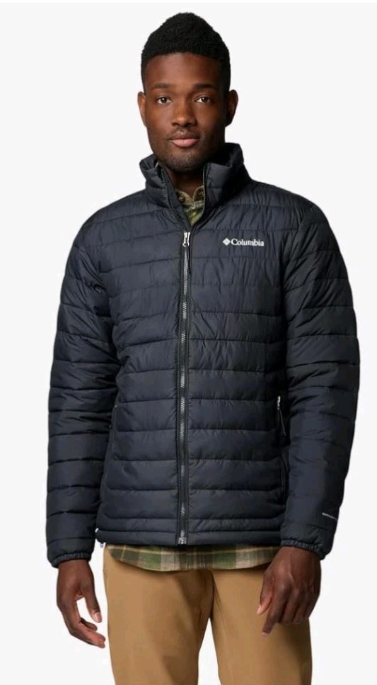 MENS Columbia White Out Omni Heat SILVER DOT Puffer Jacket Black Sz Large