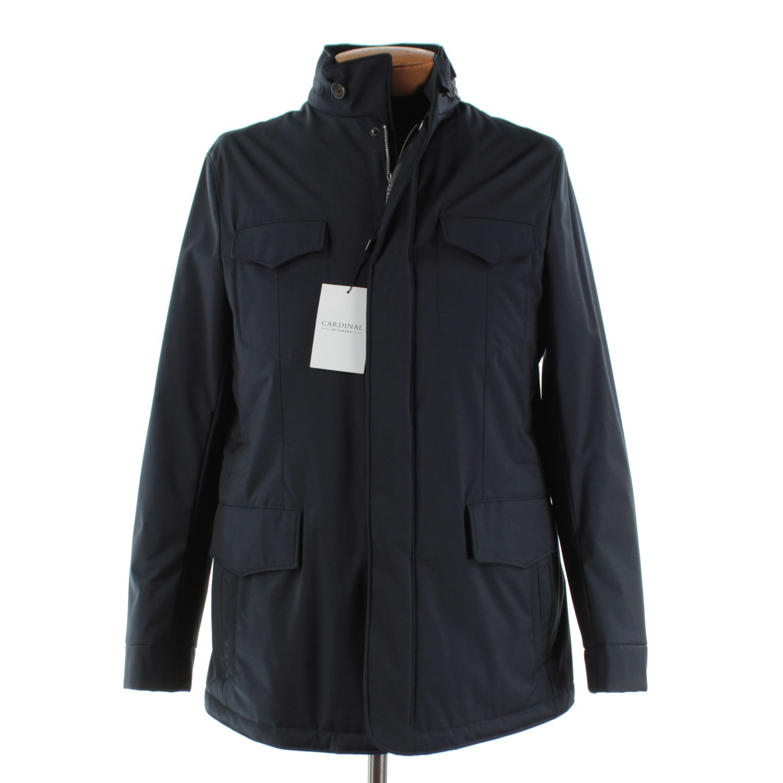 Cardinal of Canada NWD Wool Hooded Jacket Size 38R (Small) US In Solid Navy Blue