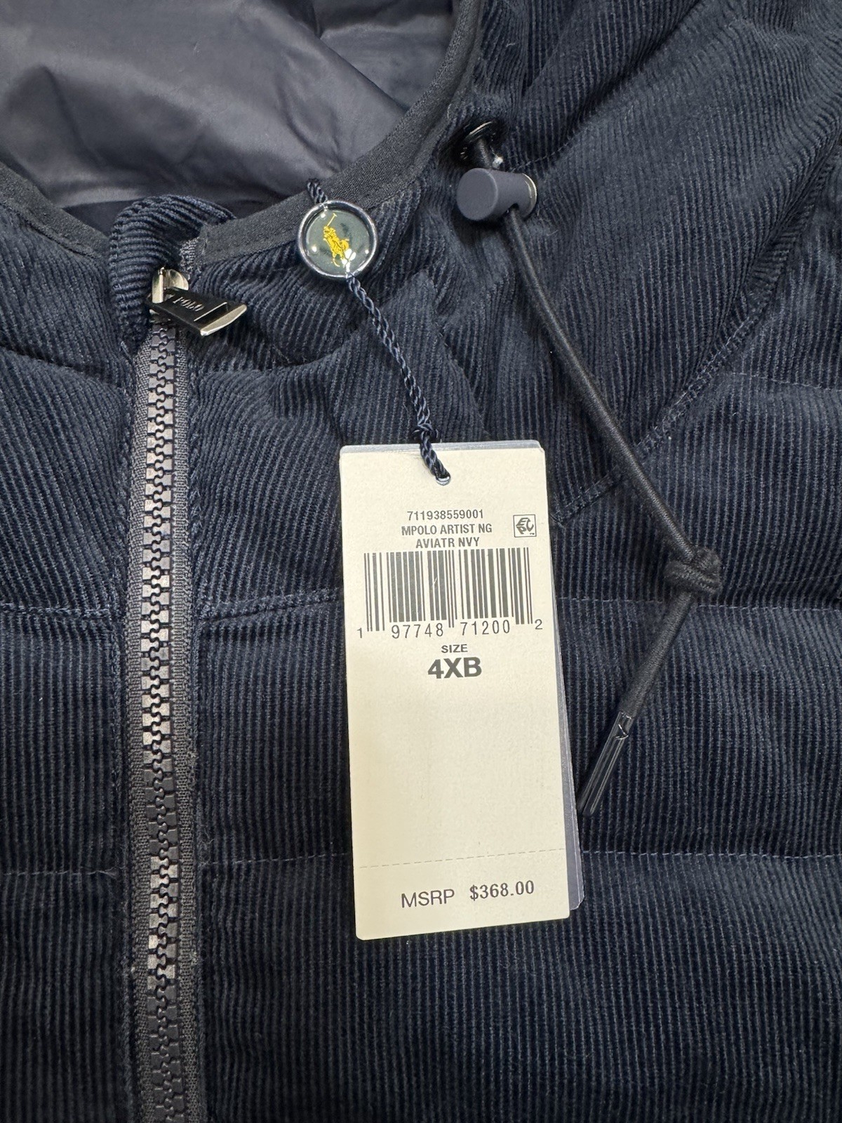 Polo Ralph Lauren The Colden Corduroy PUFFY HOODED Jacket NAVY Men’s Size 4XB