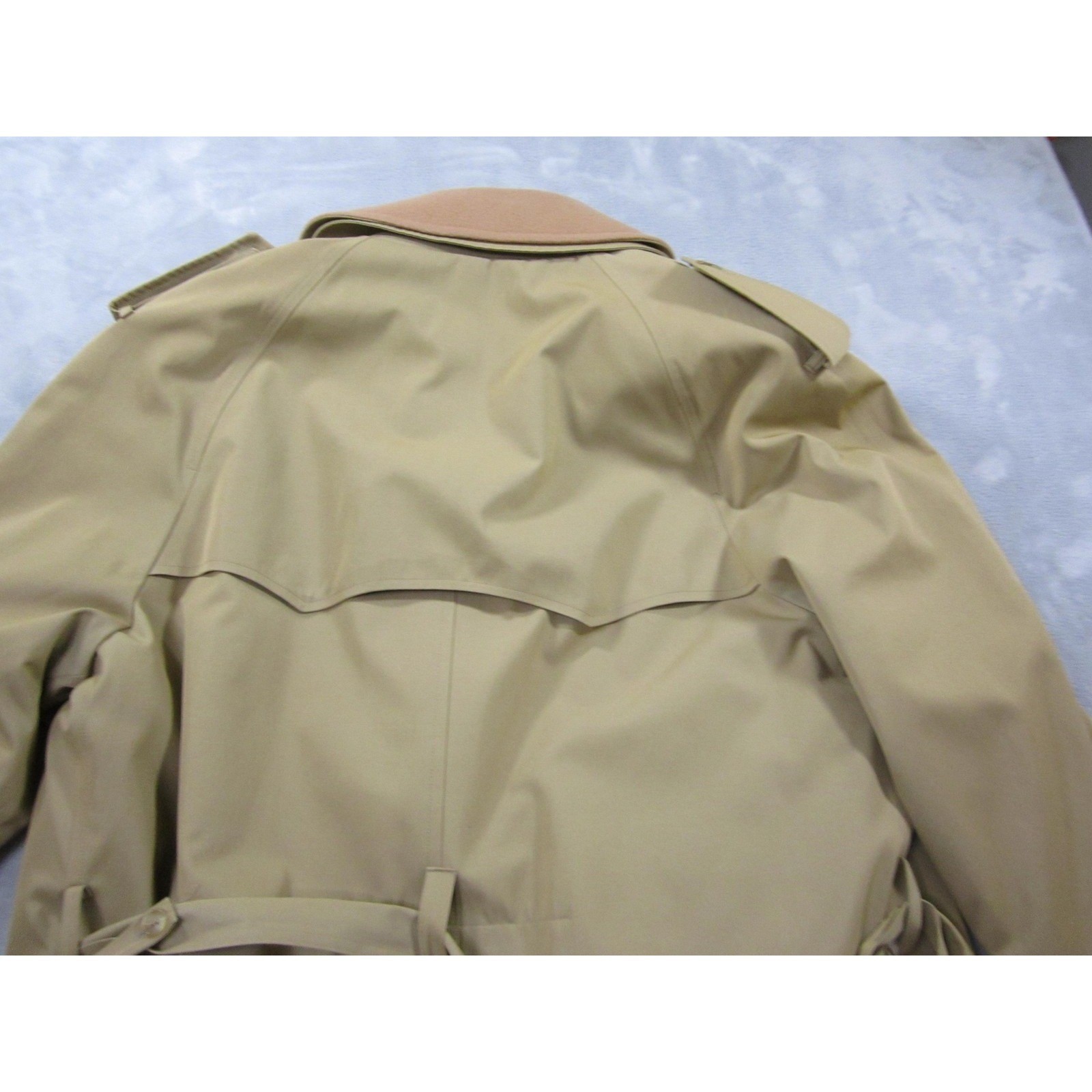 Marshall Field’s Trench Coat Mens 46 Long Tan Belted Wool Liner Made in USA
