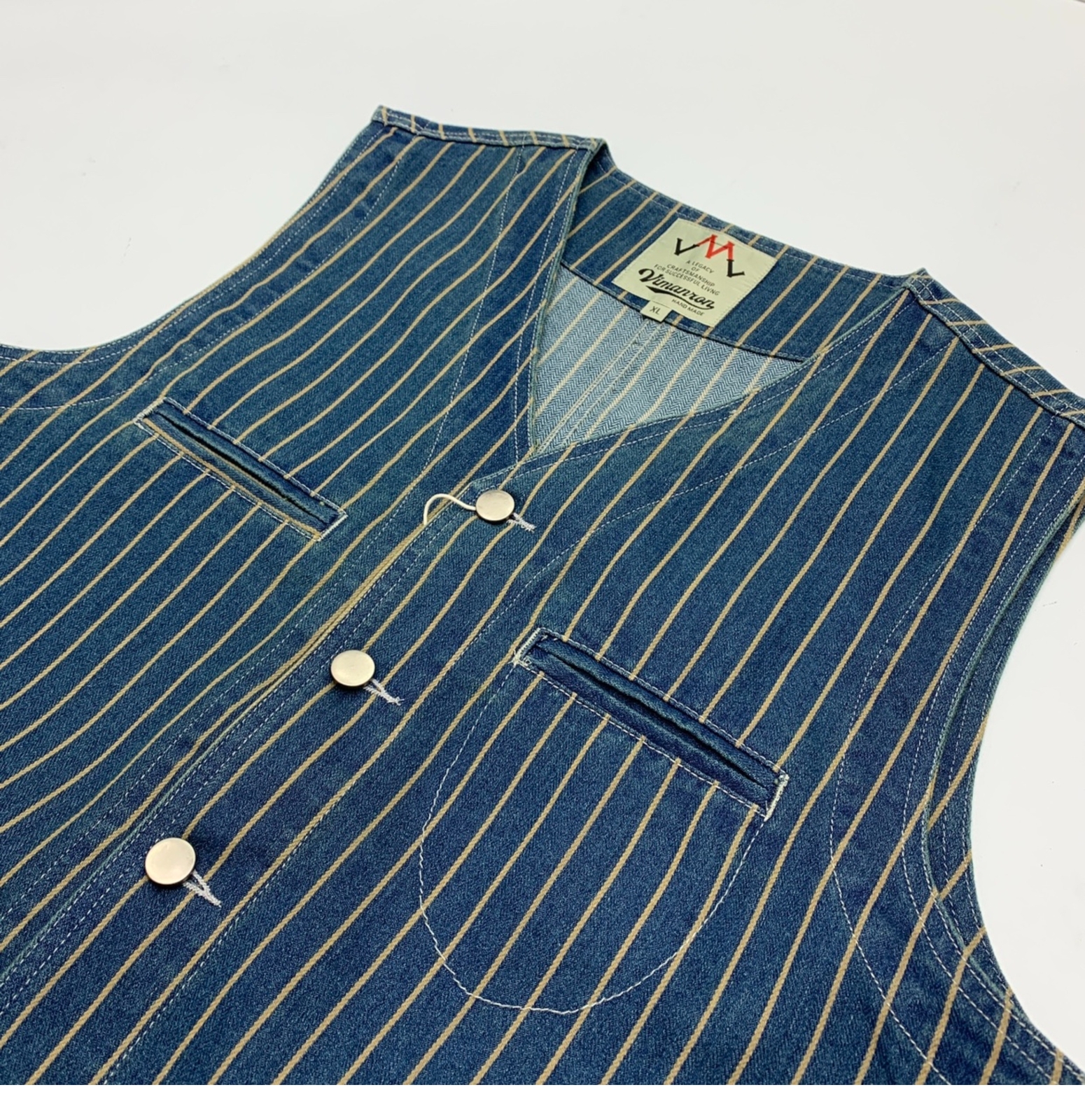 Denim Vest Mens Striped Vest Work Waistcoat Vintage Casual Coat Jacket Tops