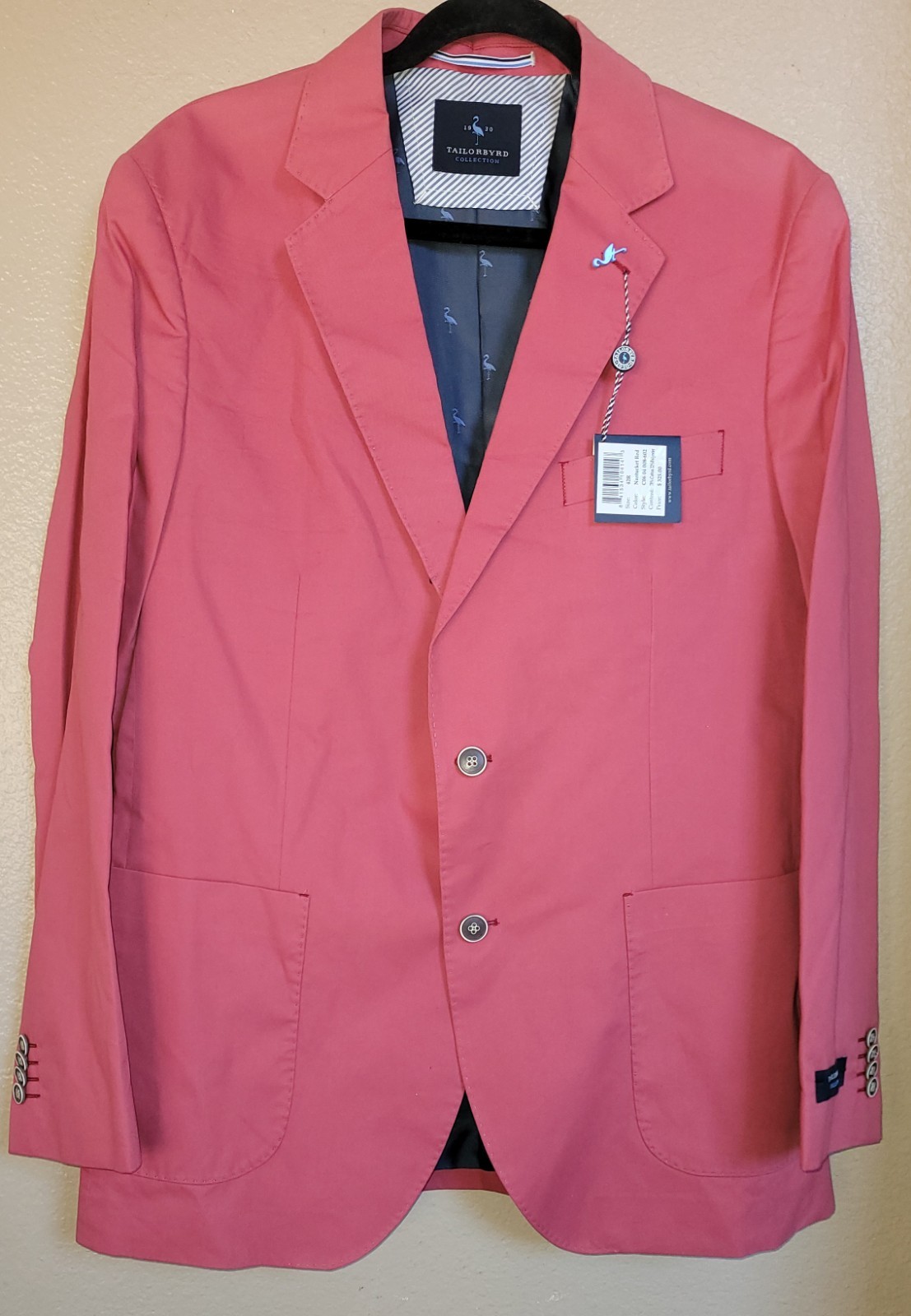 Tailorbyrd Mens Blazer, Tailorbyrd Sport Coat, Two Button Lined, 42R,