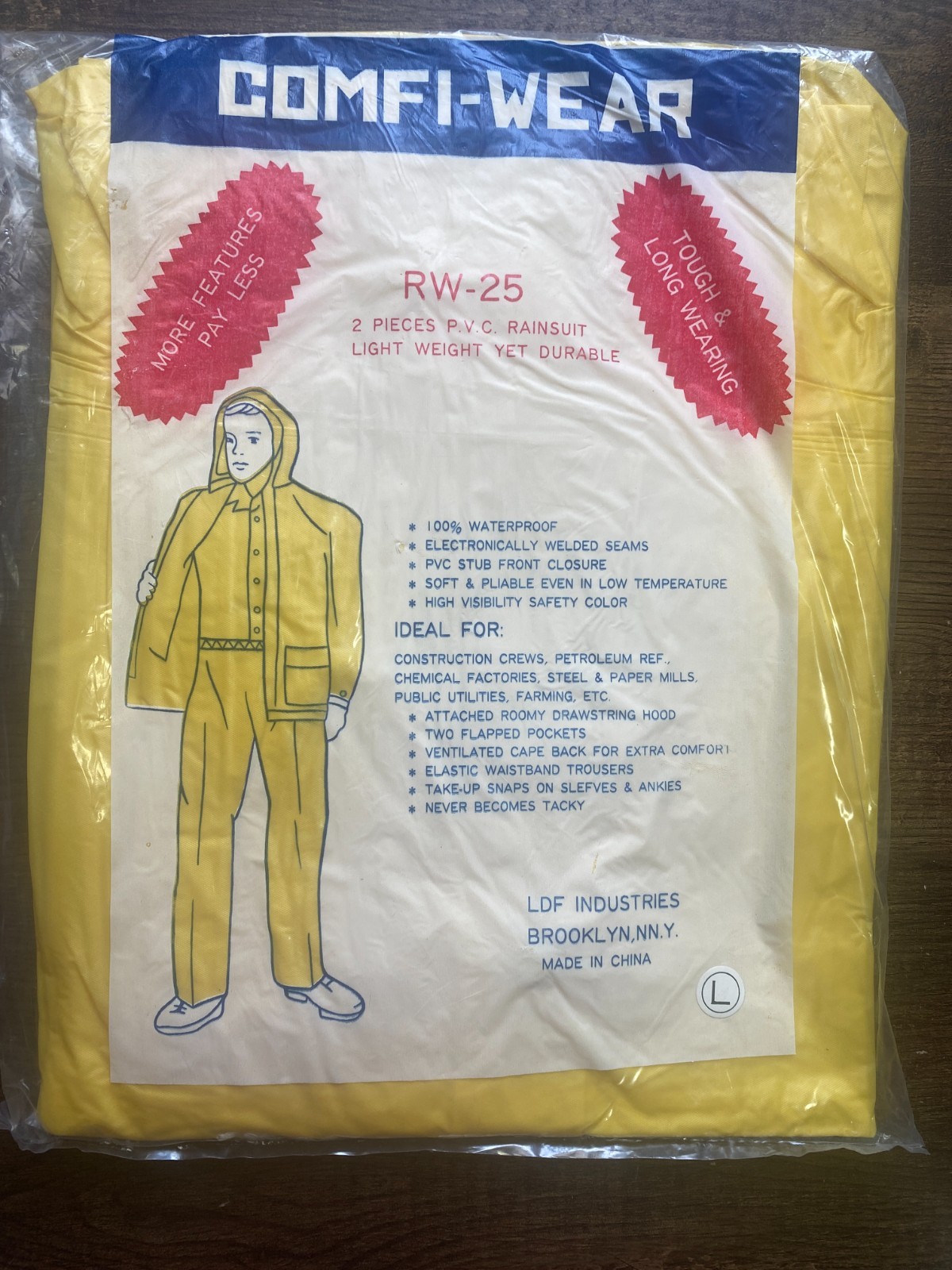 Comfi-Wear – 2 Piece Rain Suit – Waterproof Jacket & Pants RW 25 – Yellow – L
