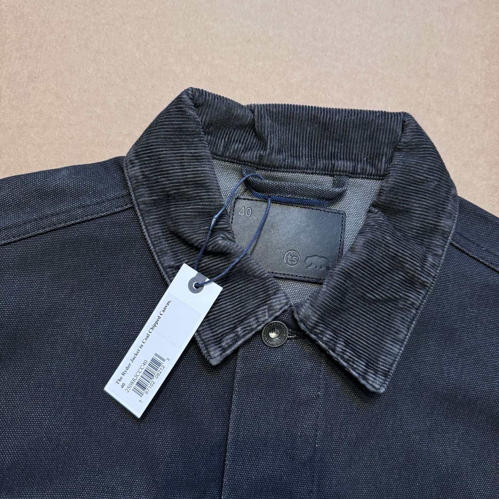 Taylor Stitch The Ryder Jacket in Coal Chipped Canvas 40 Medium NEW