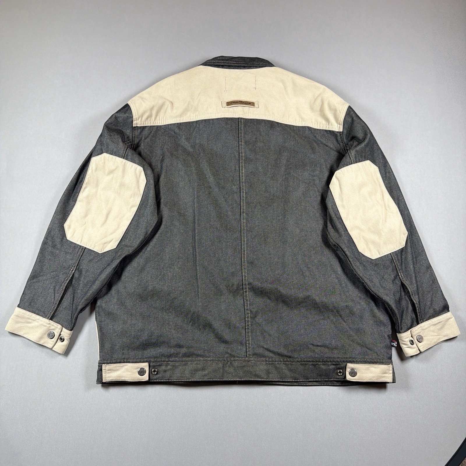 VTG Phat Farm Y2K Two Tone Denim Colorblock Chore Jacket Workwear Hip Hop XXXL