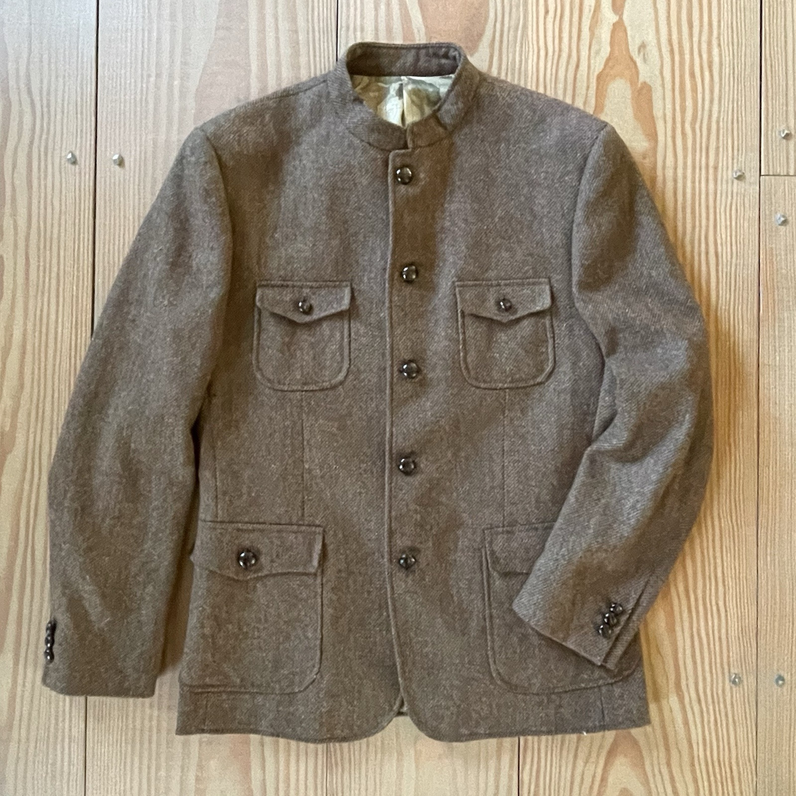 Celtic Gent Tweed Brown Twill Wool Blend Nero Nerhu Jacket Irish Ireland Sz 44
