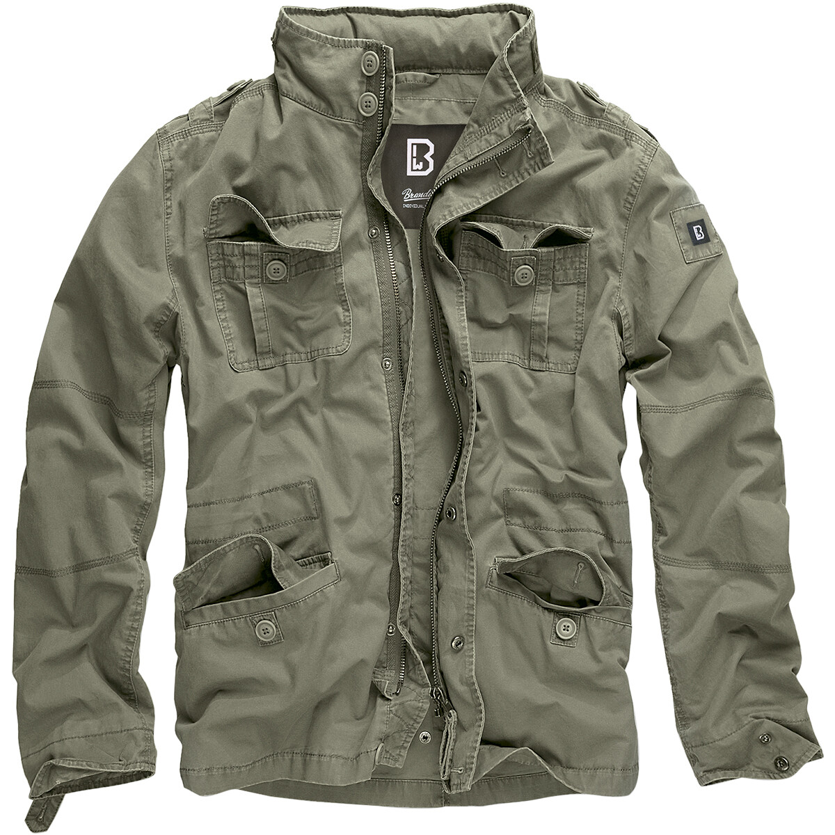 Brandit Britannia Field Jacket Warm Hiking Coat Mens Vintage Cotton Parka Olive