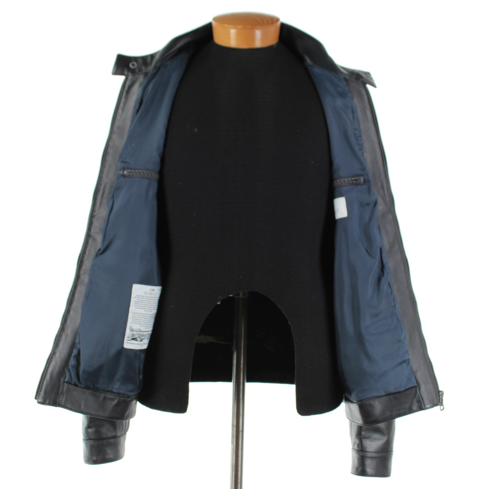 Di Bello NWD 100% Leather Full Zip Jacket Size 58 (3XL US) In Solid Dark Blue