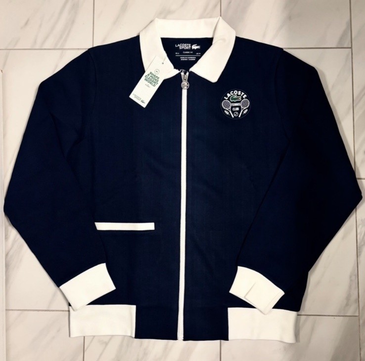 Lacoste Men’s Full Zip Tennis Jacket Navy Blue White $220 New