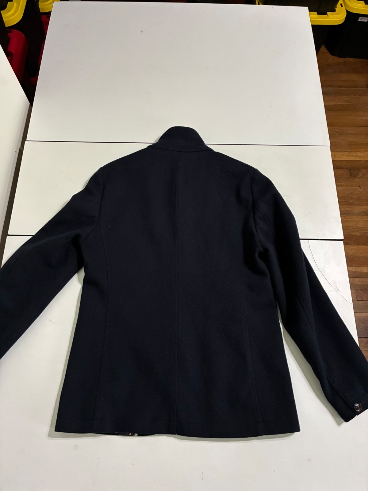 Ted Baker Overcoat 4 Navy Button Front Modern Tailored Preppy Designer Sports