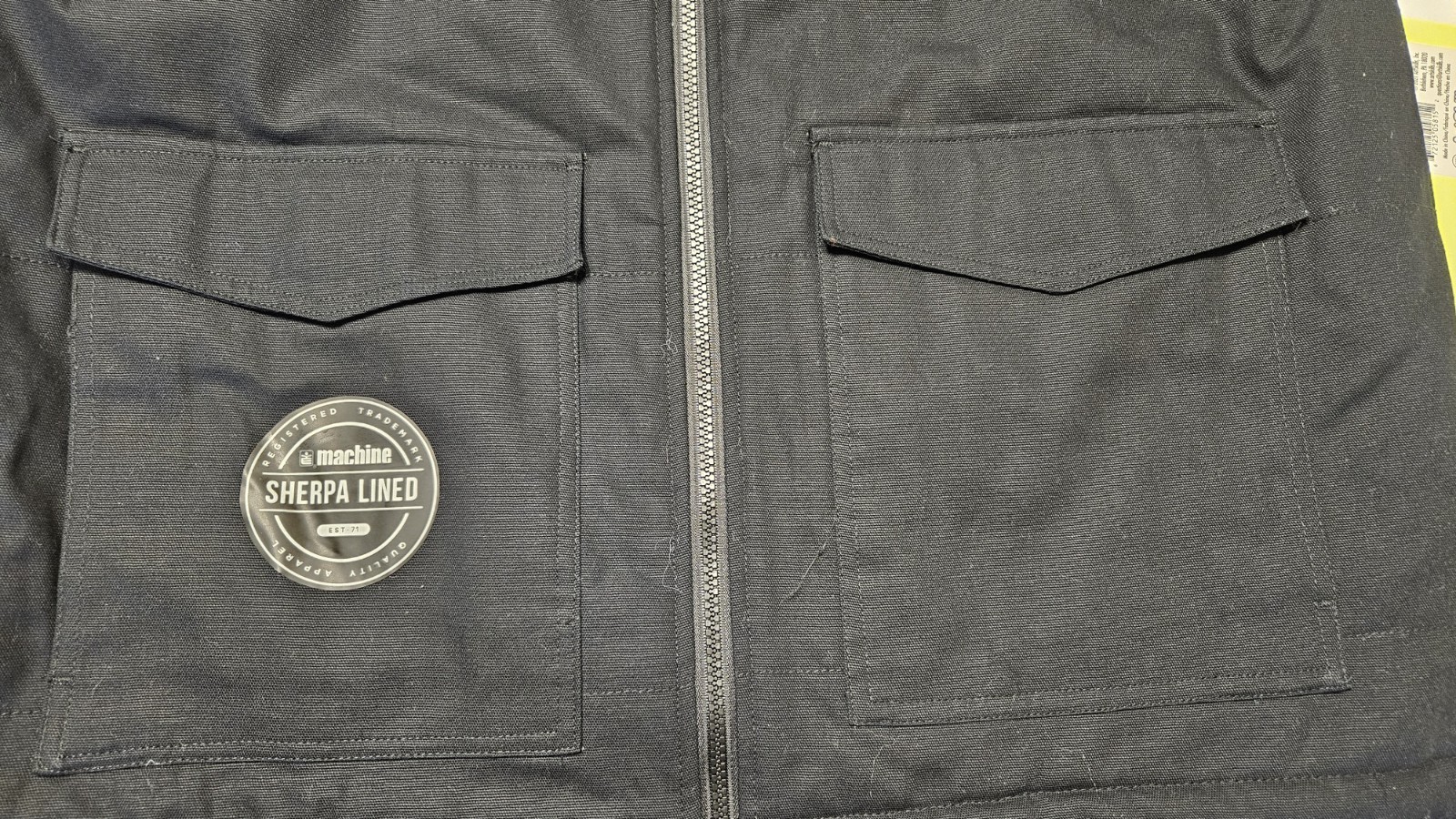 MACHINE Custom Co Black Canvas Sherpa Lined Vest Full Zip Sz LARGE NWT