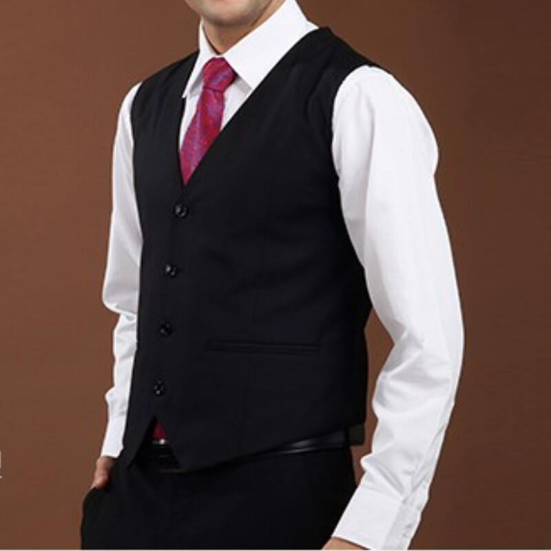 Men Suit Waistcoat Vest Gilet Single-Breasted Sleeveless Casual Formal Prom Work
