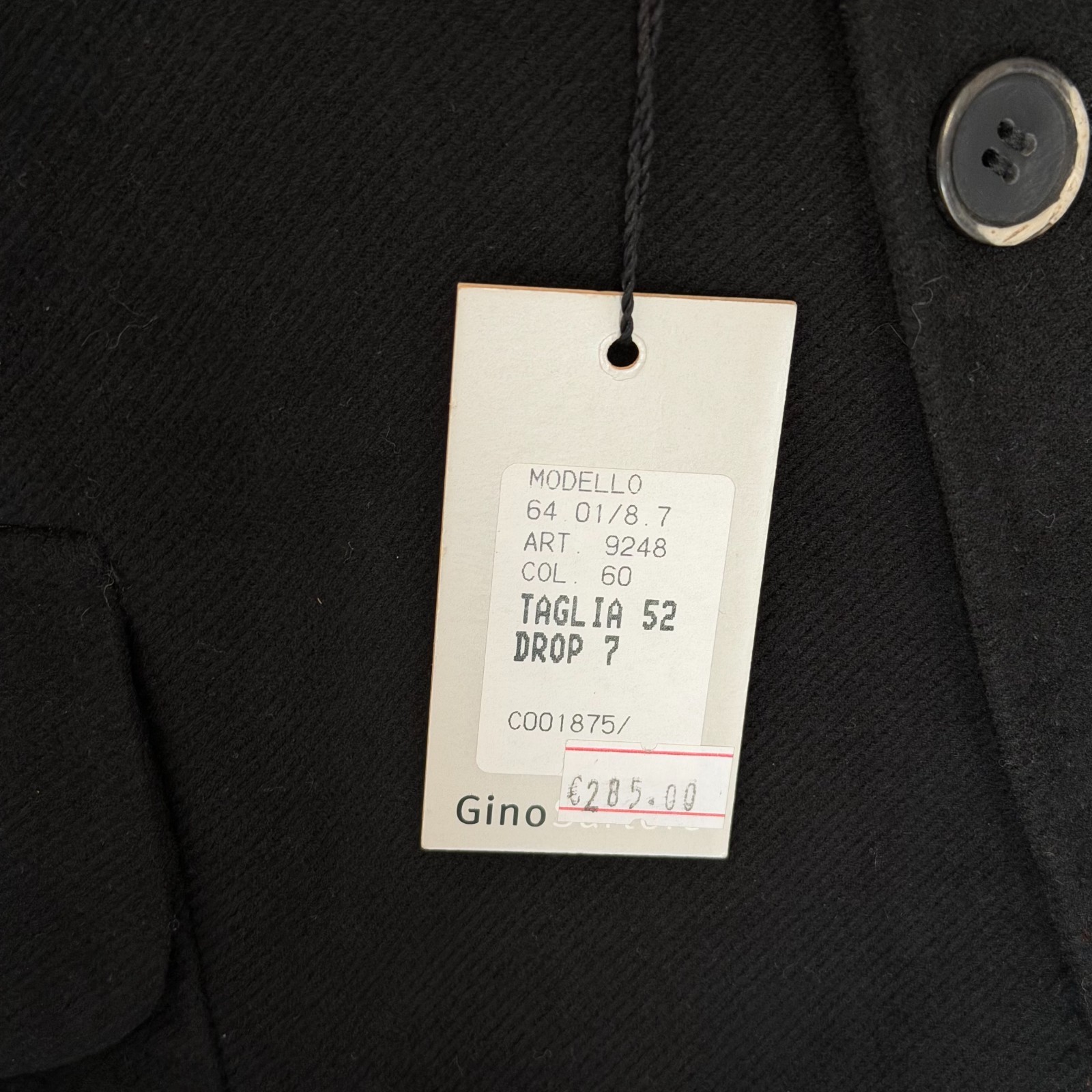 Gino Sartore Jacket NEW with Tag Men 52 IT – L Black Heavy Cotton