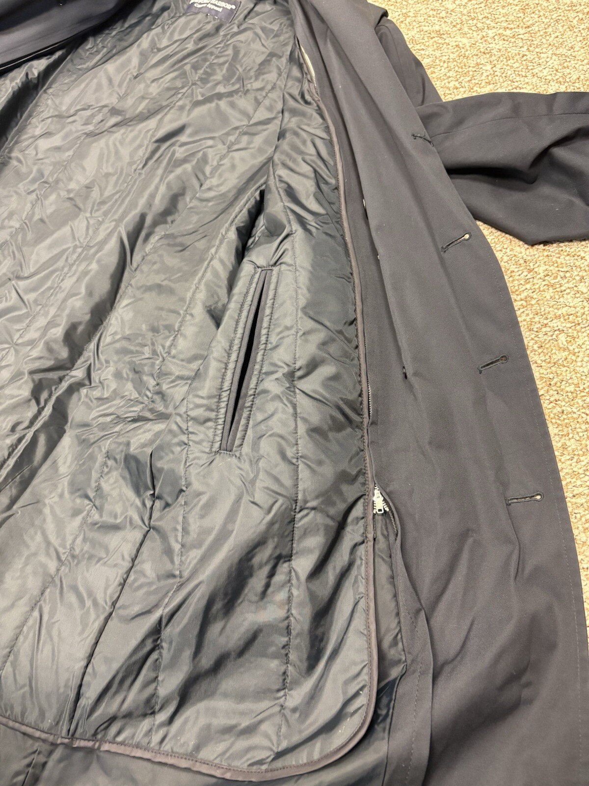 Newport Harbor Career Apparel Dark Navy Blue Trench Coat-Zipout Insulated Lining