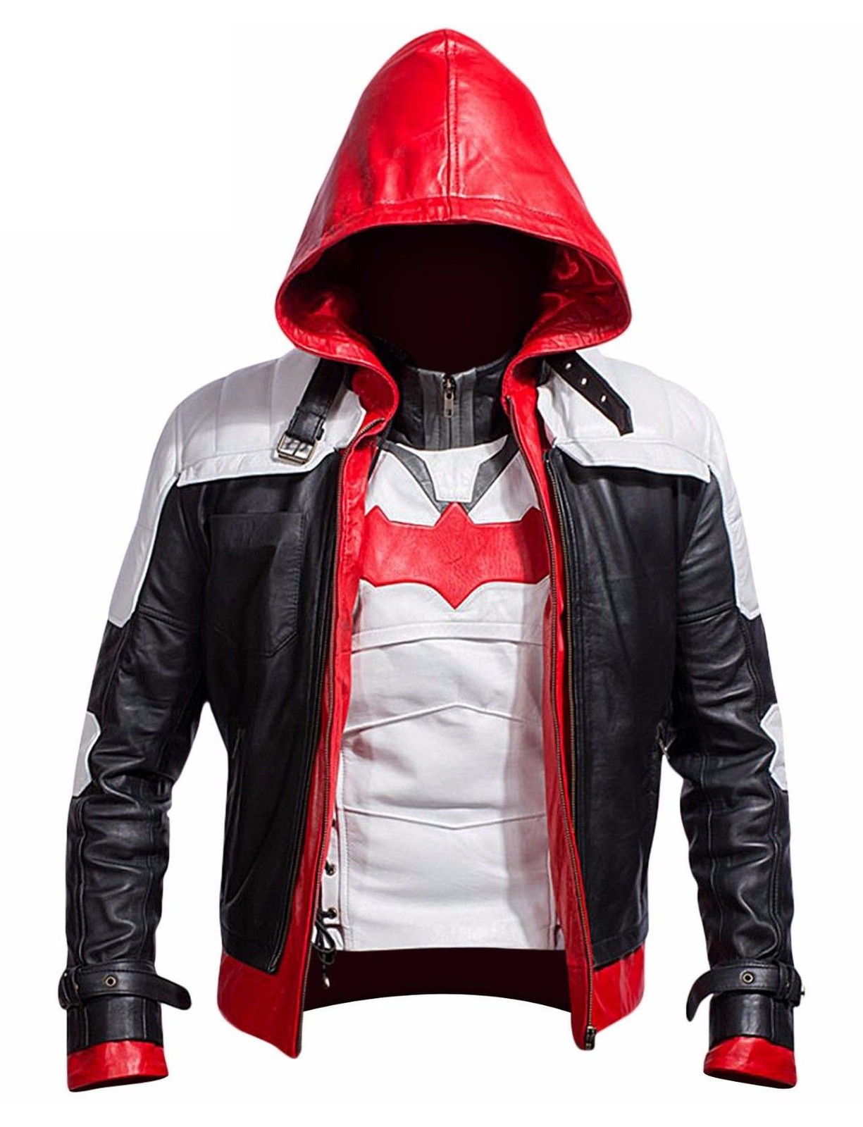Mens Batman Arkham Knight Red Hood Jacket + Vest – Cosplay Leather Outfit