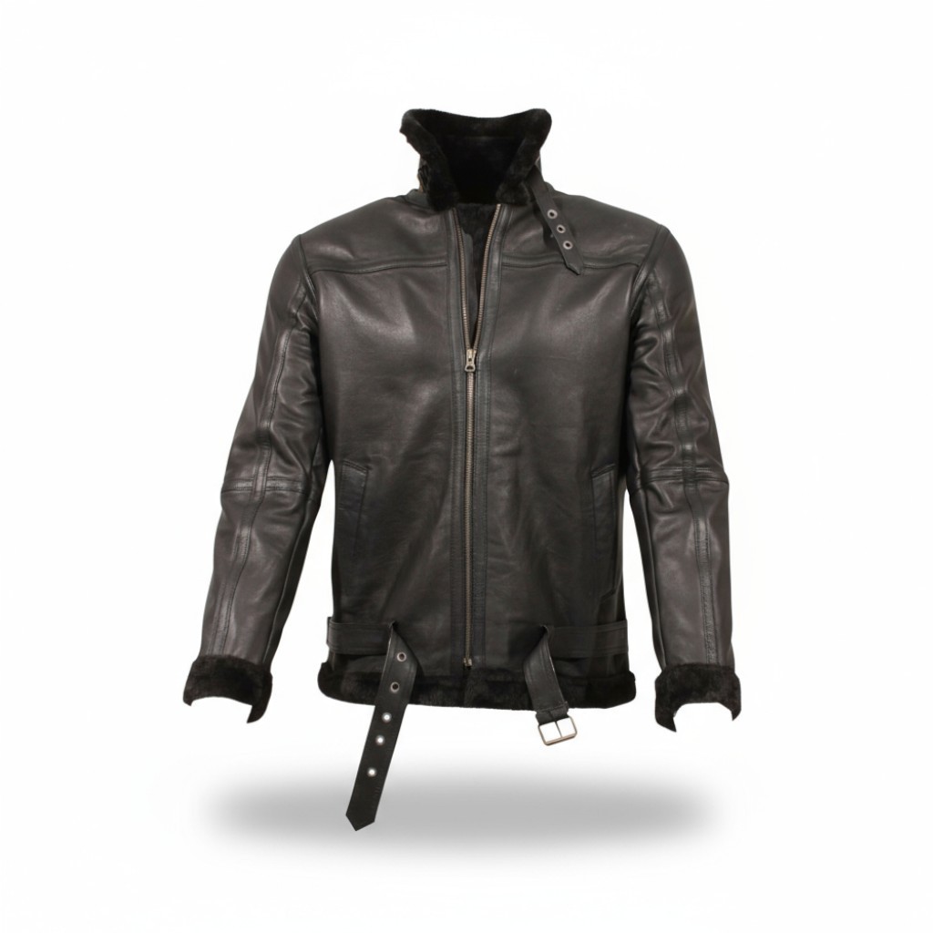 RAF Aviator B3 Bomber Jacket Men Real Sheepskin Leather Flying Pilot Jacket Coat