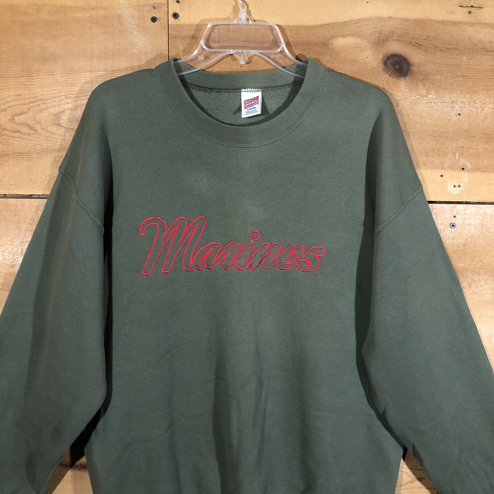Vintage Soffe Sweats Marines Sweatshirt Made USA Mens Size Large Green Pullover