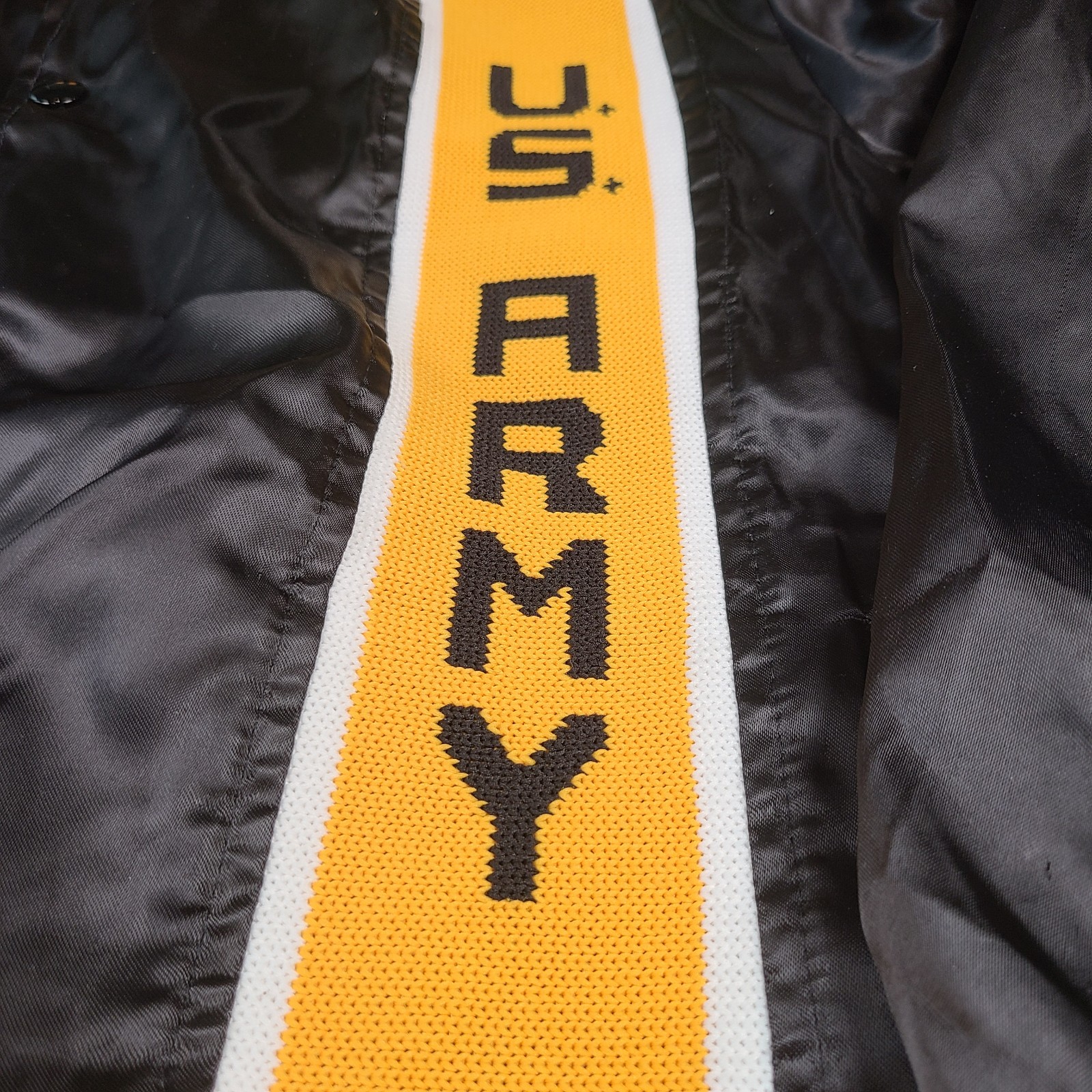 VTG US Army Jacket Medium United States Black Satin Bomber FortBelvoir Virginia