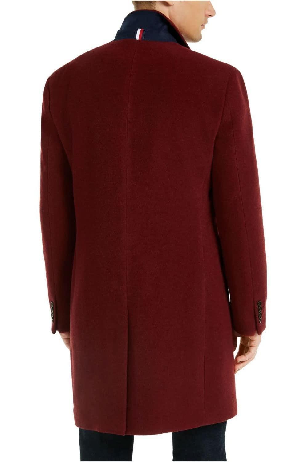Tommy Hilfiger Mens Modern Fit Addison Overcoat 38R Red Wool Blend Stretch NWT