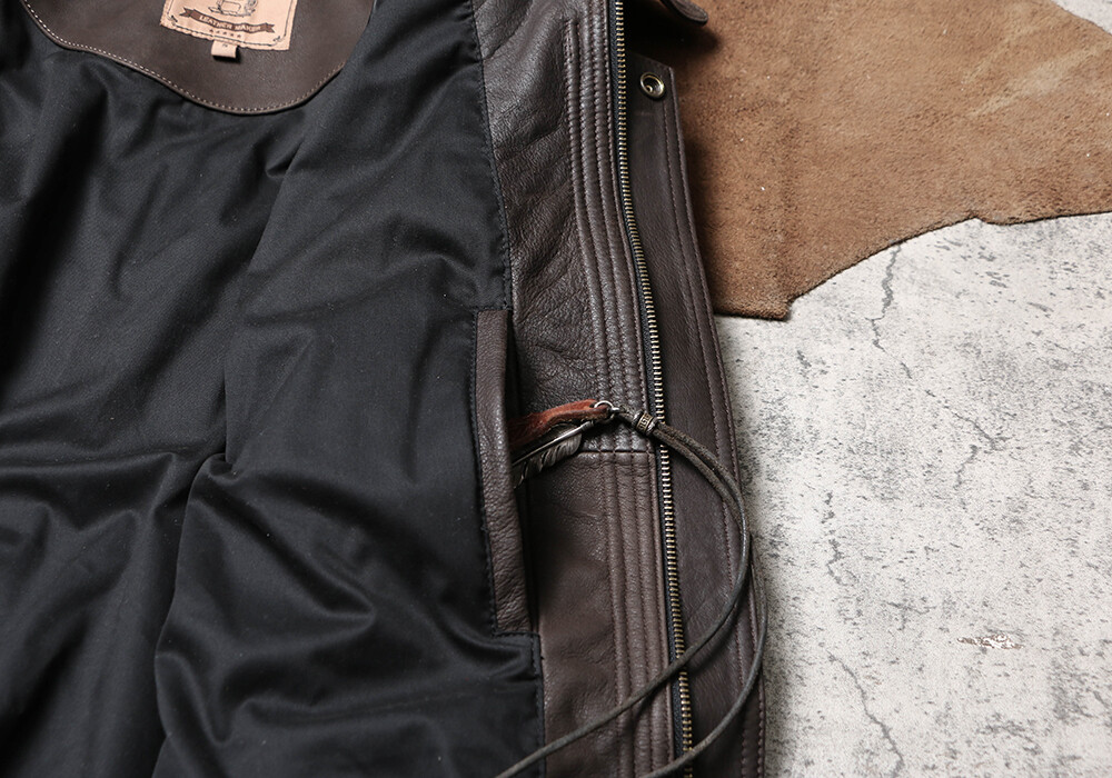 Men’s Vintage Bomber Jacket Full Grain Brushed CowhideClassic Leather Jacket