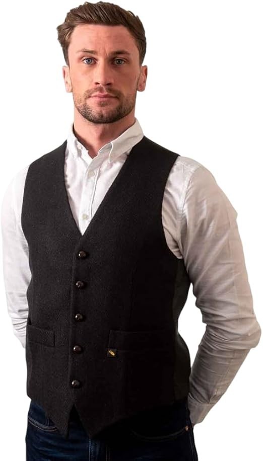 Hatman of Ireland 100% Donegal Tweed Waistcoat Mens Suit Vest