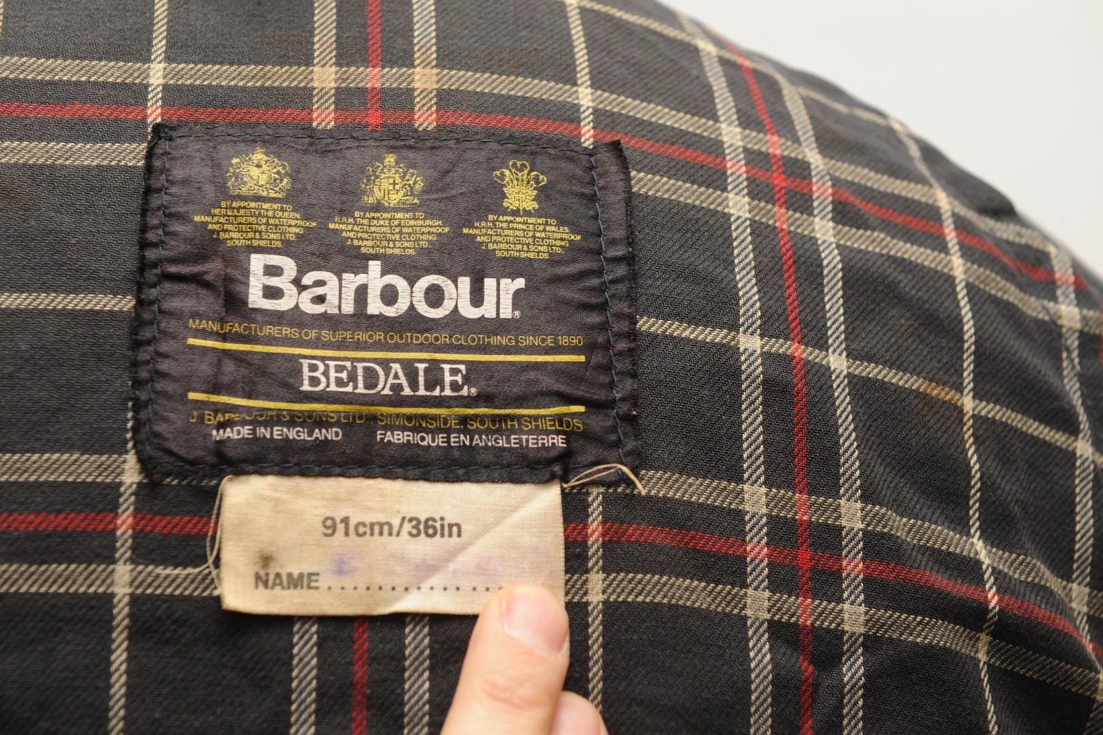 VINTAGE MEN’S BARBOUR A105 BEDALE WAX JACKET SIZE C 36 91 CM BLUE