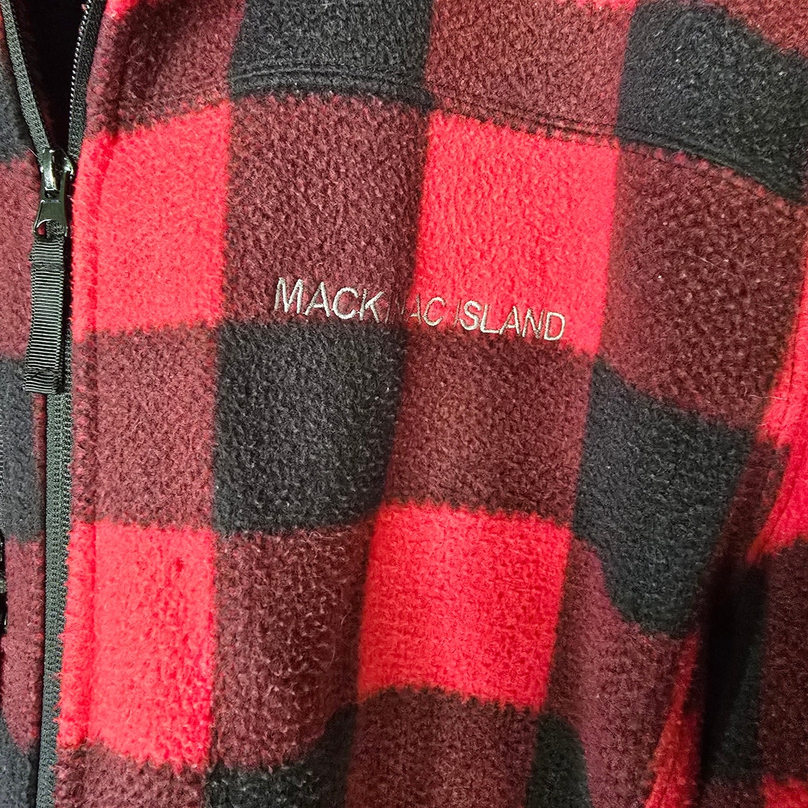 Northern Souvenirs Jacket Mens XL Flannel Shirt Buffalo Red Check Macinac Island