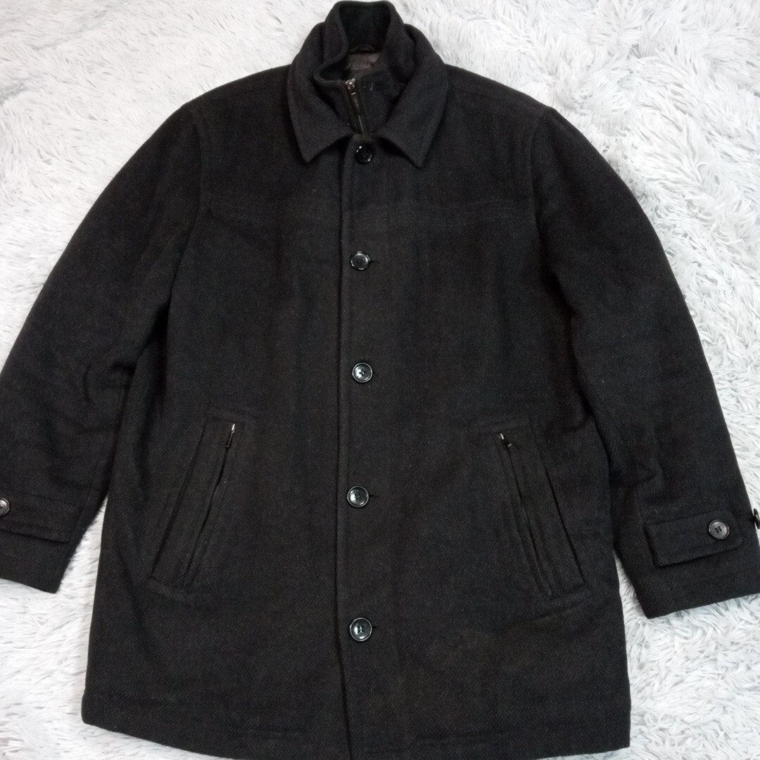 London Fog Jacket Mens M Charcoal Gray Wool Blend Lined Preppy Button Zip Up