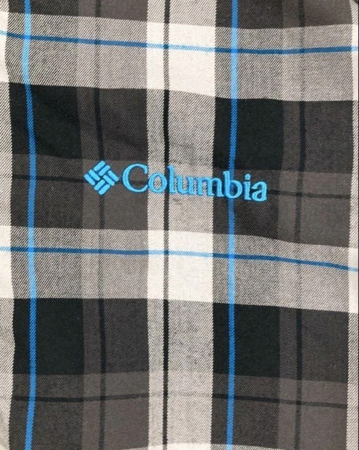 Columbia Mens Black Gray Blue Plaid Reversible Full-Zip Jacket Size Medium
