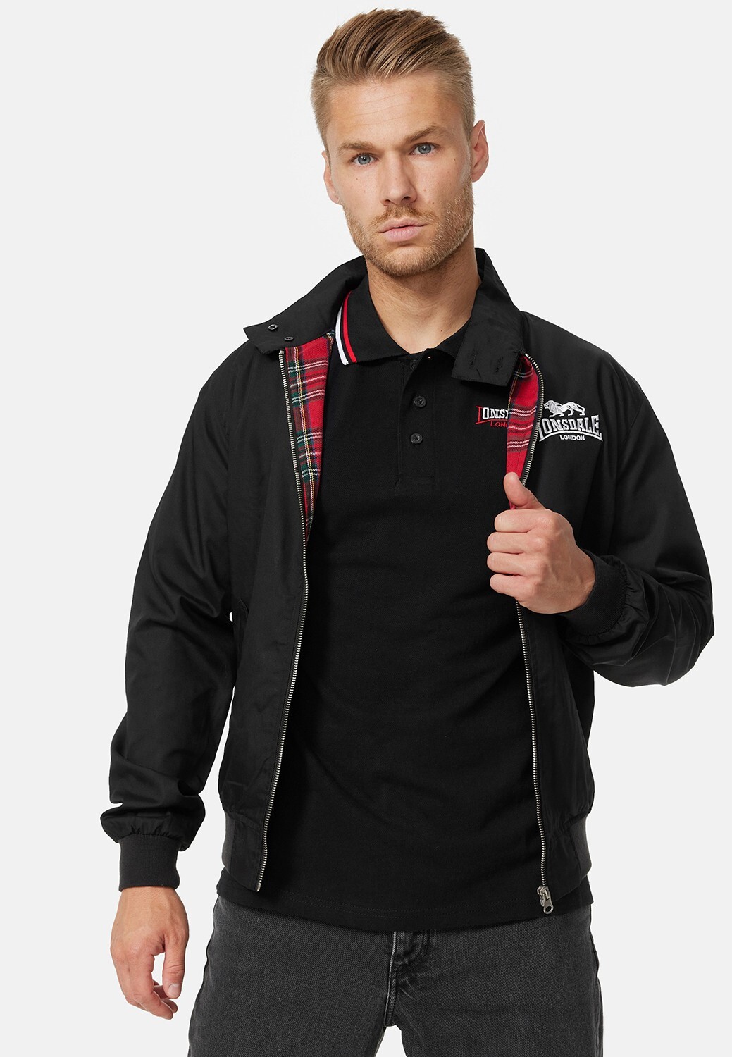 Lonsdale London Harrington Jacket Black XS S M L XL 2XL 3XL 4XL 5XL Bomber Jacket
