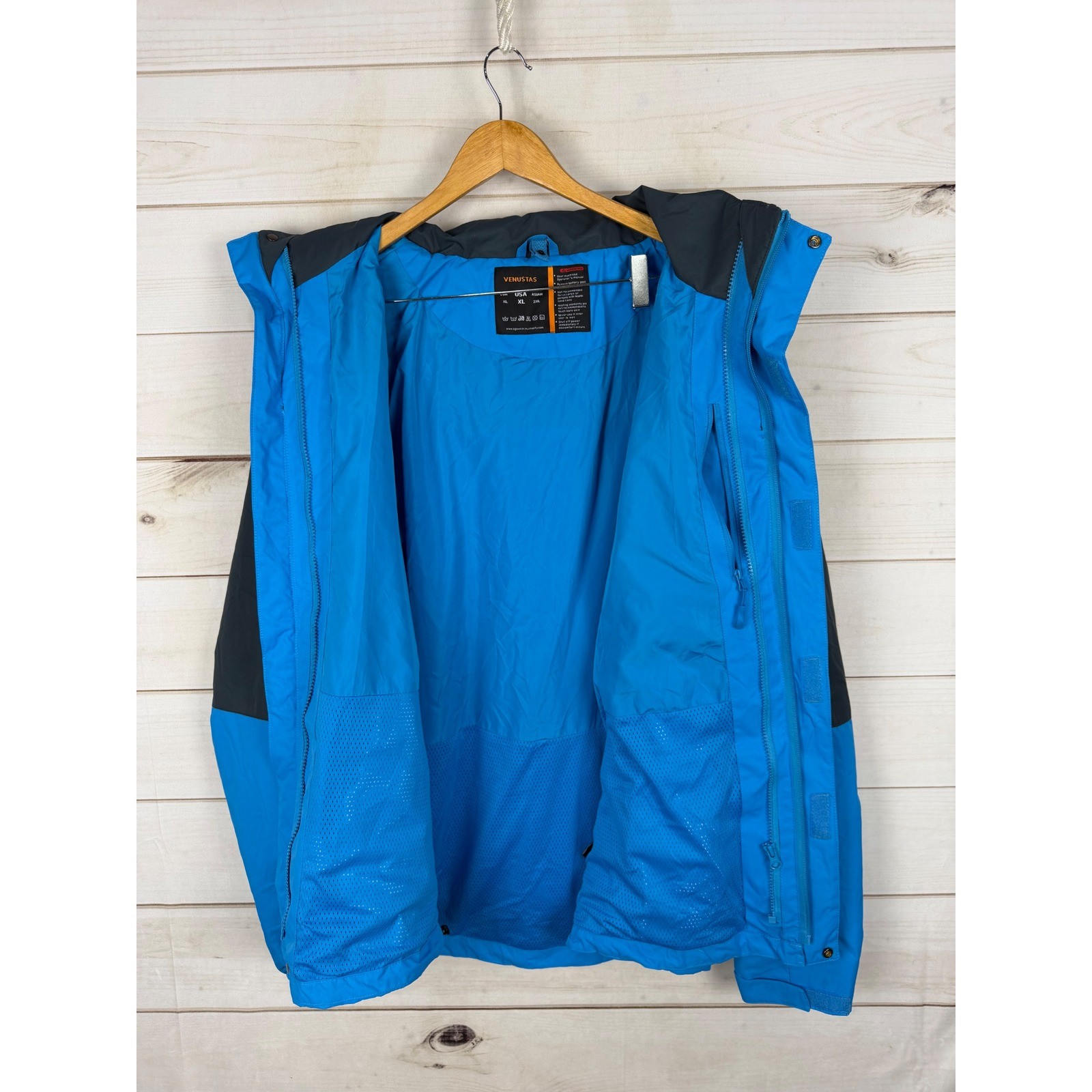 Venustas Heated SHELL Jacket Mens XL Blue Gray Hooded Full Zip No Battery