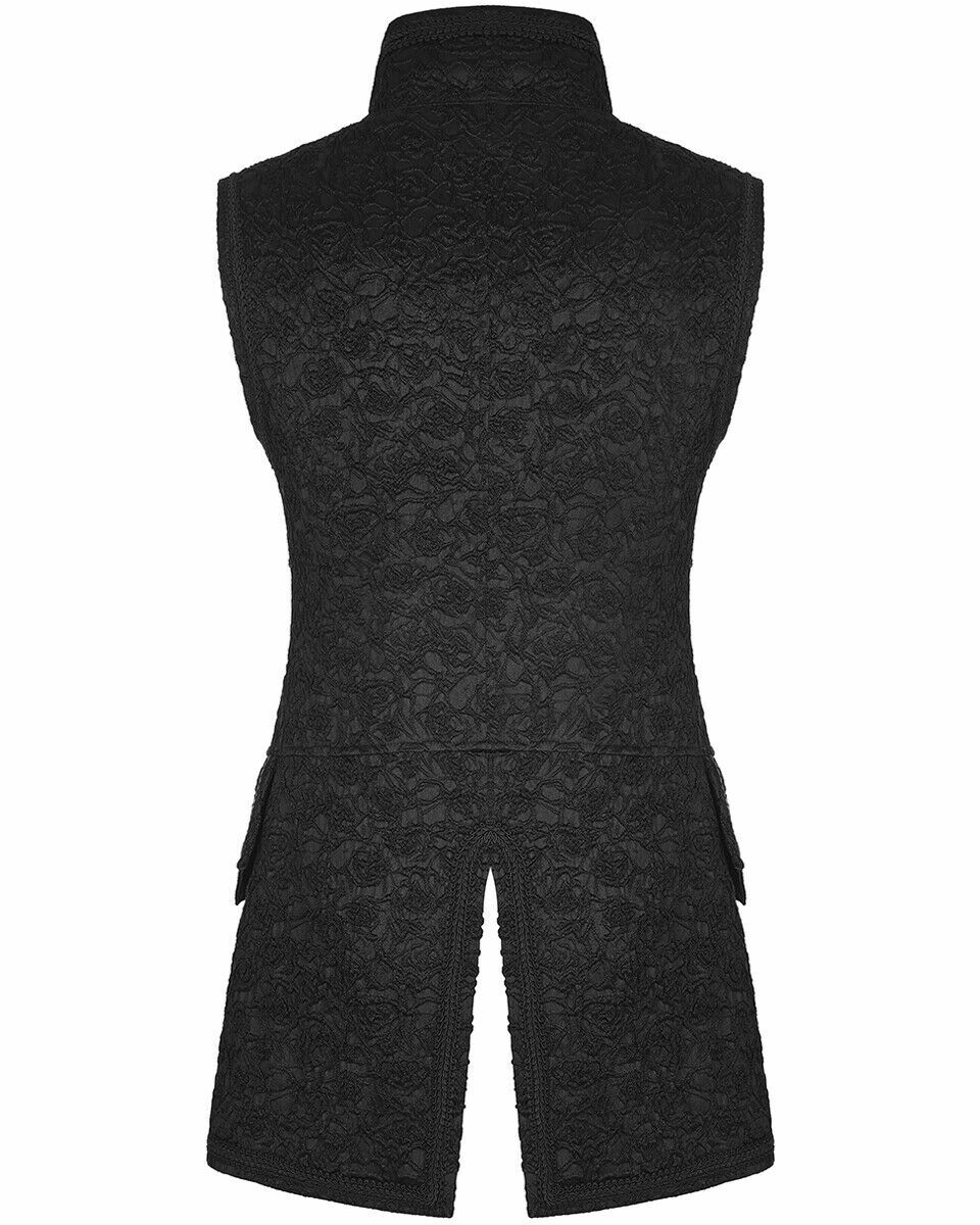 Men’s Long Waistcoat Vest Black Gothic Steampunk Victorian Aristocrat