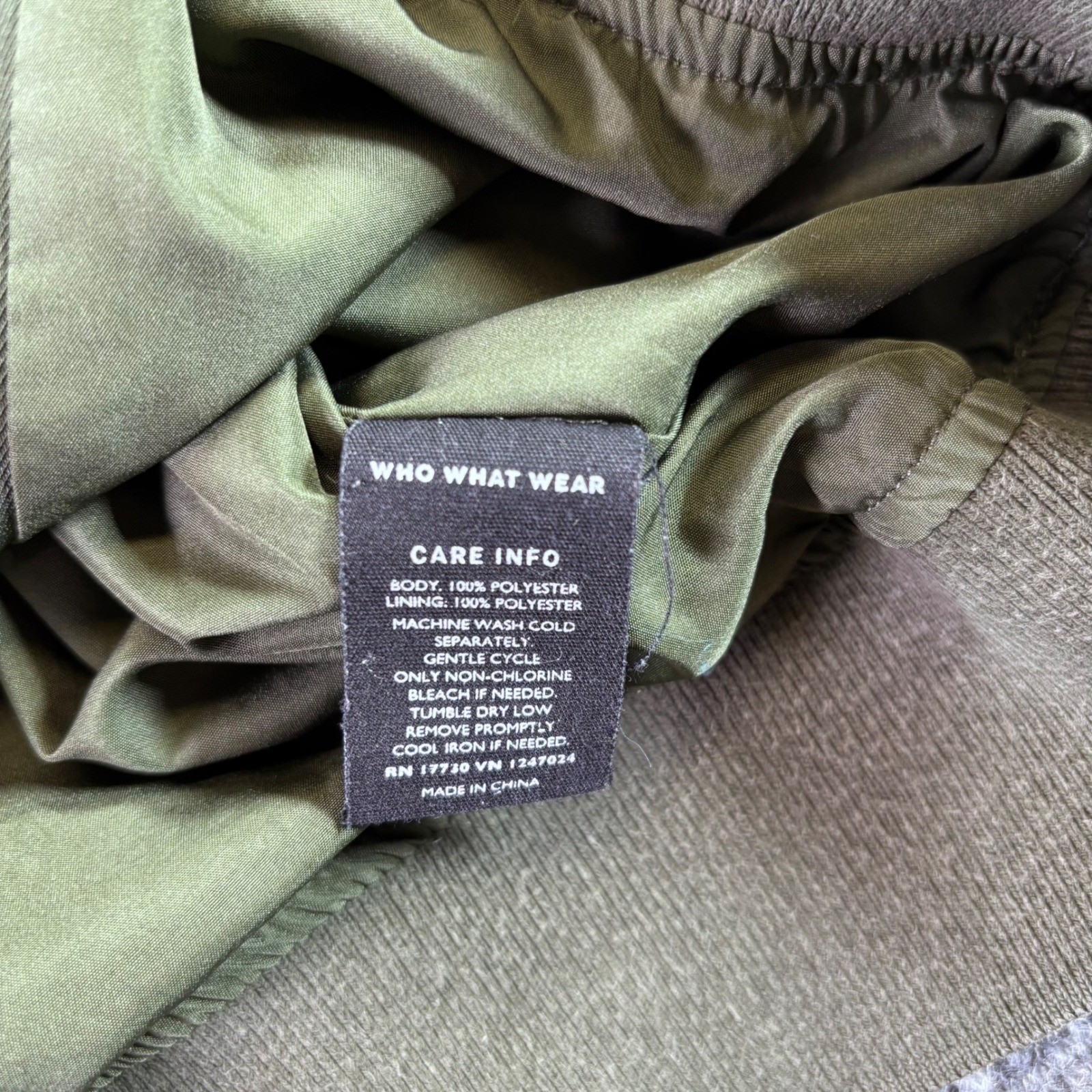 Who What Wear Bomber Jacket Mens Small Olive Green Ribbed Two-Way Zip Military