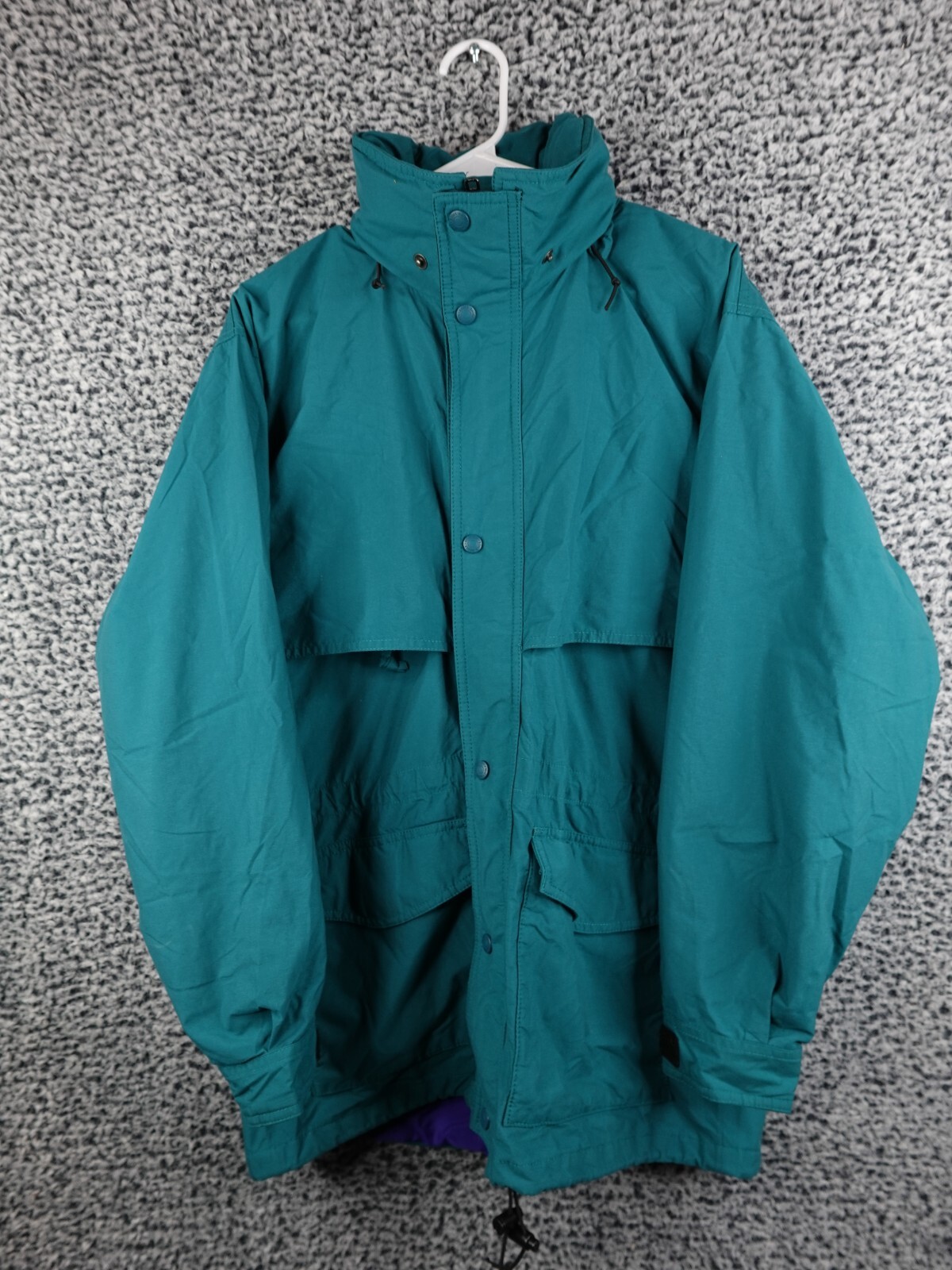 Eddie Bauer Anorak Mens Coat Size Medium Solid Green 100% Nylon Pockets Lined