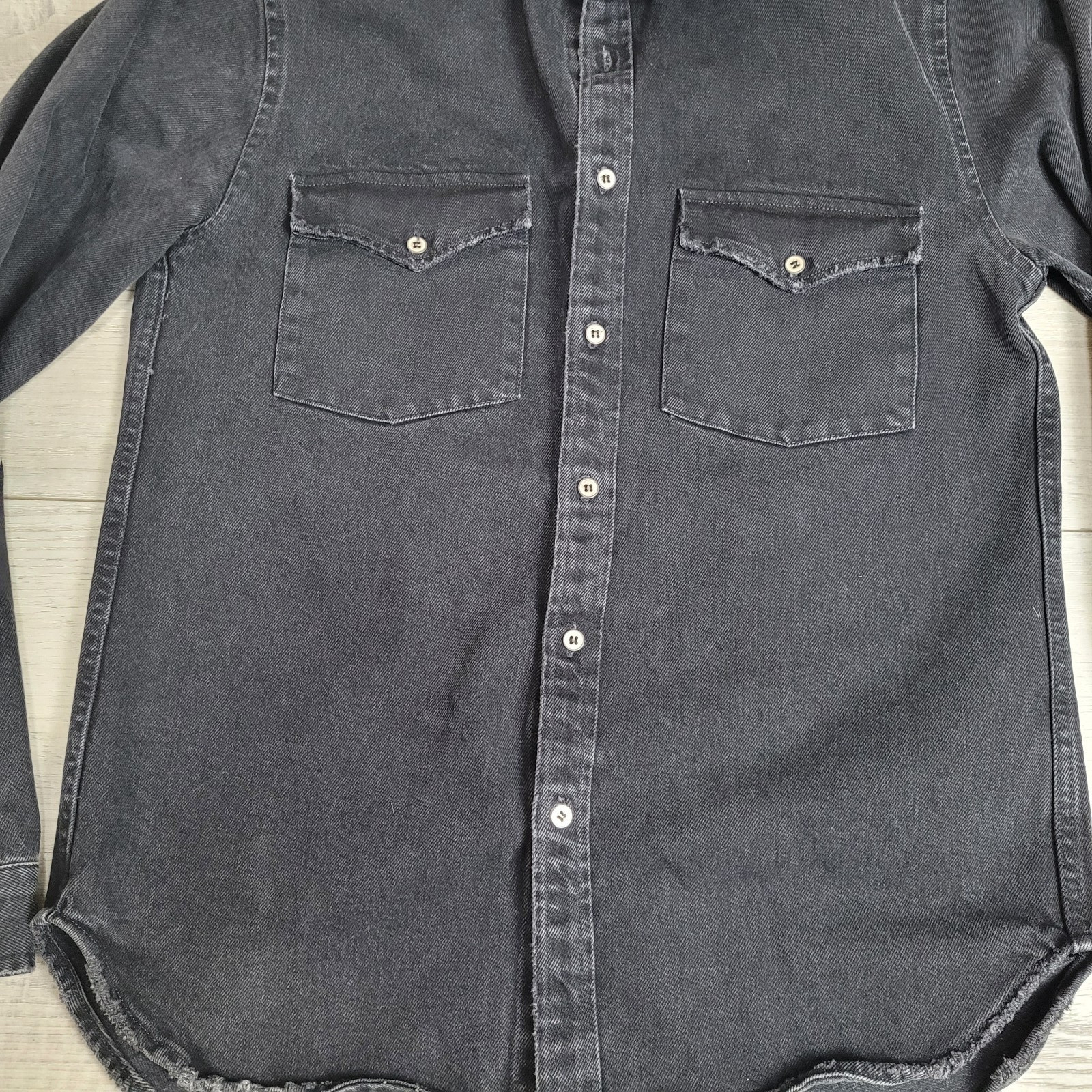 🧥IRO ROEL Shacket Men’s L Denim Shirt Jacket Overshirt Black Grunge Streetwear