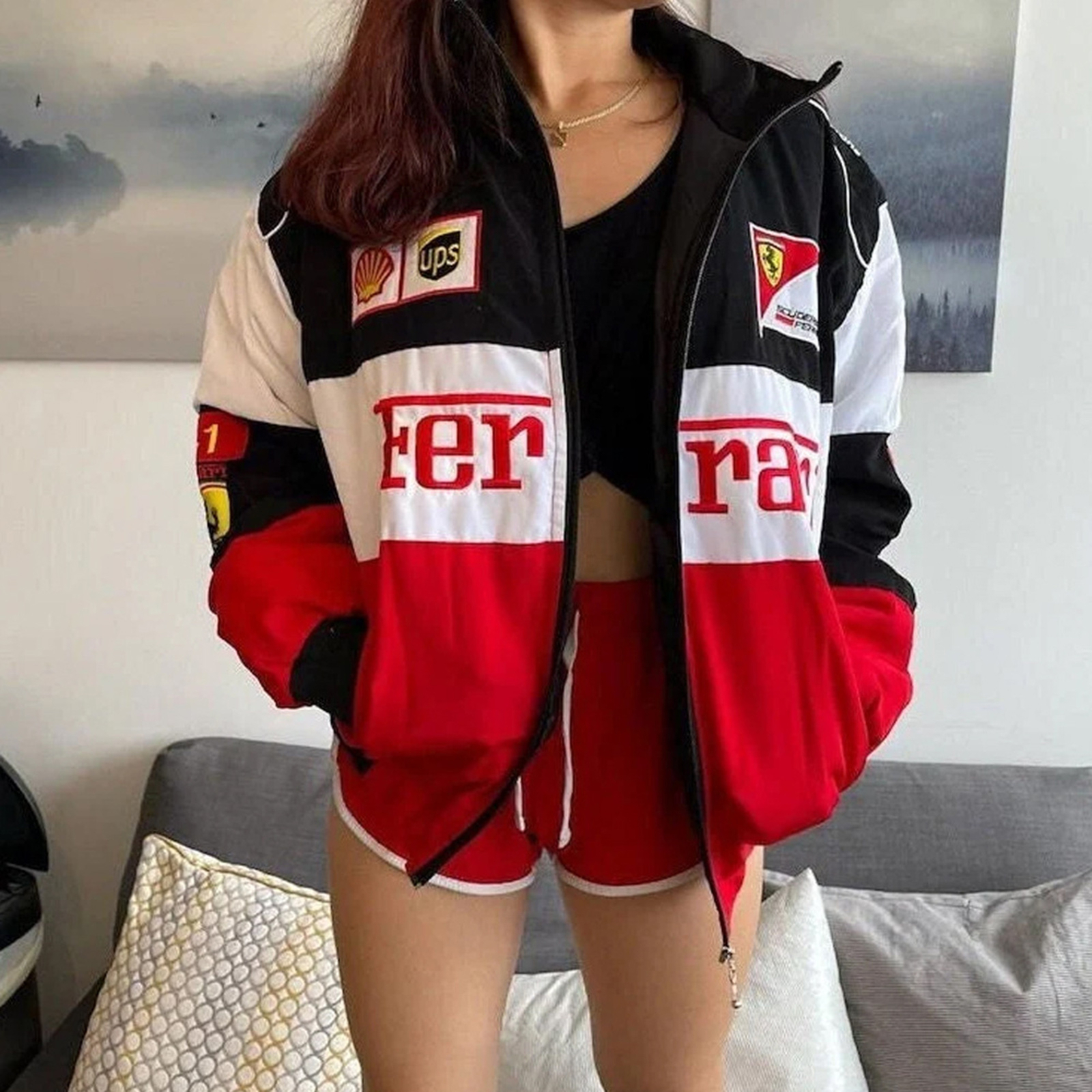 Formula One F-1 Sports Costume Warm Winter Ferrari Motorcycle Jacket Racing Team