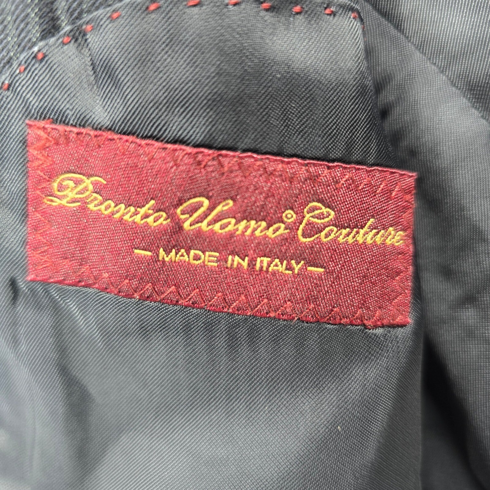 Pronto Uomo Couture Blazer Made in Italy Wool Pinstripe Two Button Men 38R Black