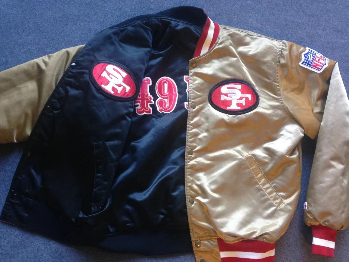 Mens Vintage 80s San Francisco 49ers Bomber Vintage Reversible Gold Jacket